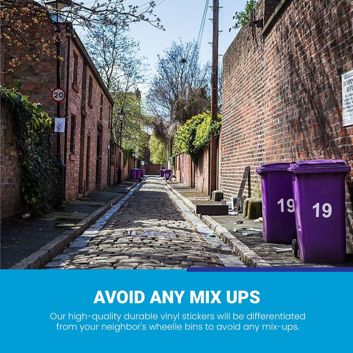 4 x Bin Numbers for Wheelie Bins, 0-99, Letters A-D, 17.5cm Dustbin Stickers, Easy Application Stick On Number Stickers - Weatherproof Self Adhesive Vinyl (0) — view 3