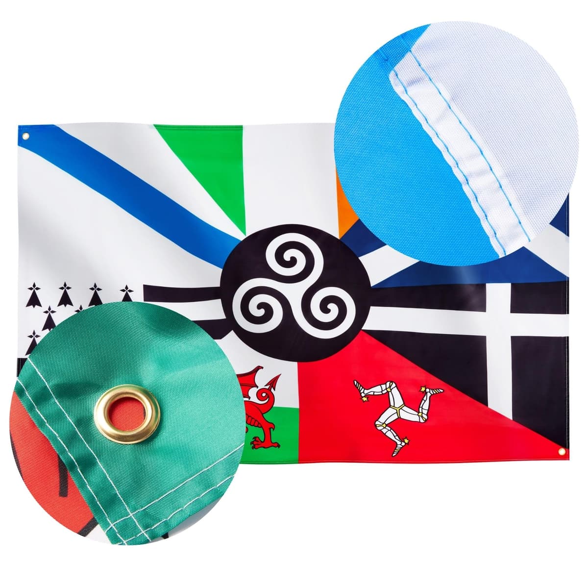 Runesol Cornwall Flag - 91x152cm, 3ft x 5ft, Cornish Flag, 4 Grommets, Eyelet in Every Corner, Premium Quality, Inside & Outside Use, Vivid Colours — view 785