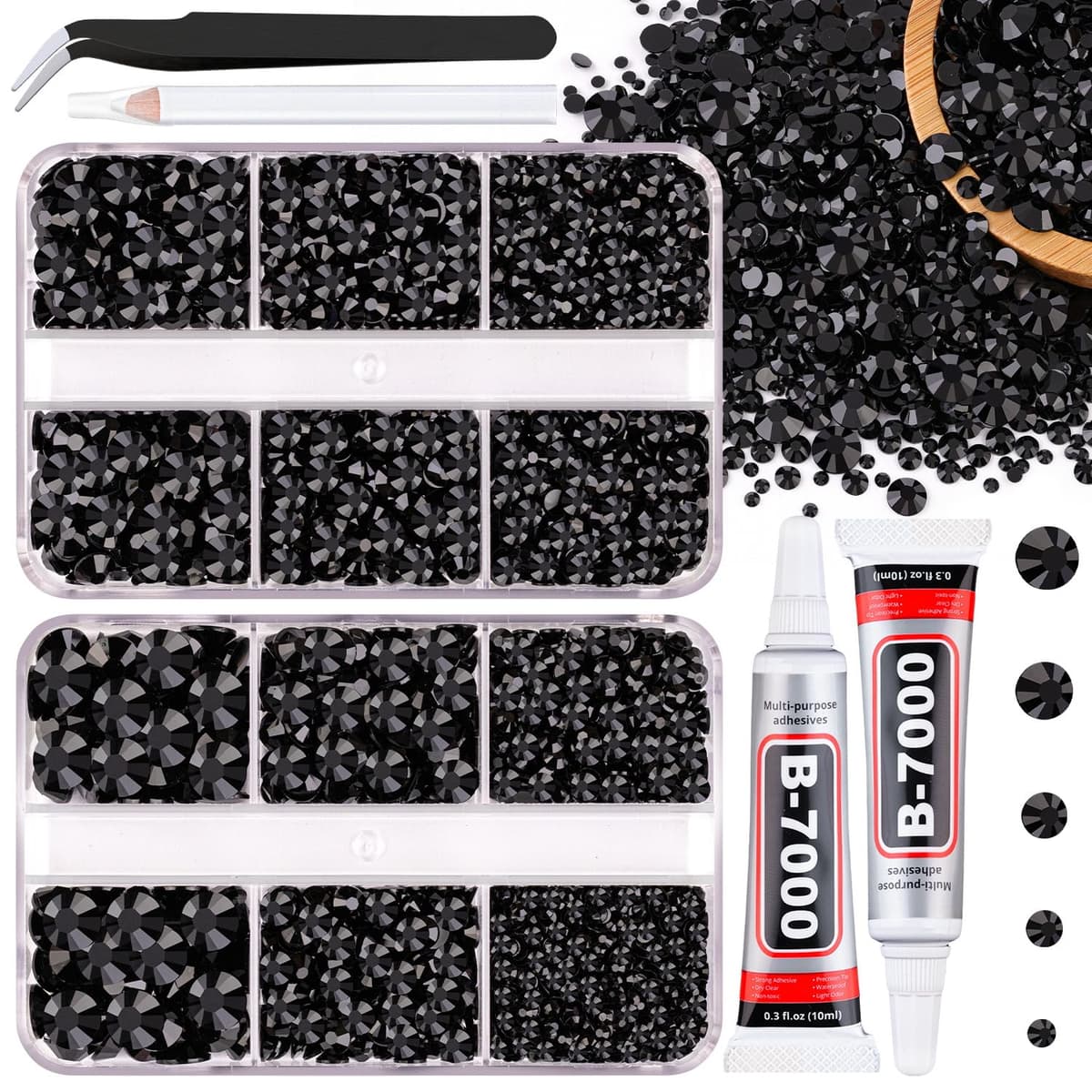 Resin Jelly Rhinestones for Crafting with B7000 Jewelry Glue, 2 Boxes Gold Flatback Crystals with 2Pcs 10ml Glue, Bedazzling Non Hotfix Gems for DIY Tumblers Clothing Shoes Manicure — view 10