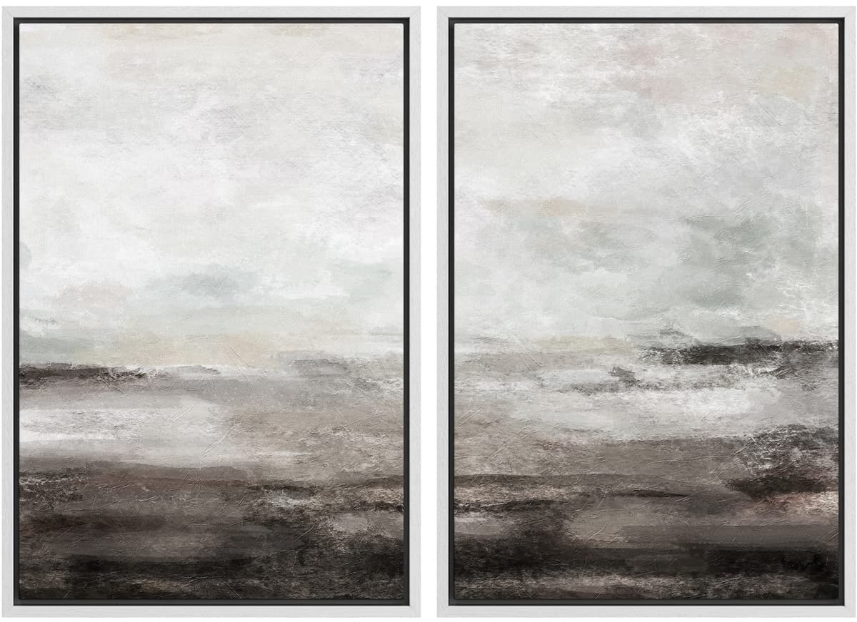 MUDECOR Framed Canvas Print Wall Art Monochromatic Gradient Abstract Minimalist Gray Illustrations Modern Art Decorative Bohemian Colorful Chic for Living Room, Bedroom, Office - 16"x24"x2 Black — view 50