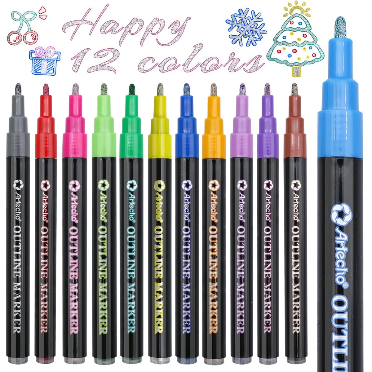 Artecho Lápices acrílicos de 24 colores, 0,5 – 5 mm, resistente al agua, doble punta (pincel y punta fina), con extremos dobles para pintura de roca, papel, madera, huevo, lienzo — view 9