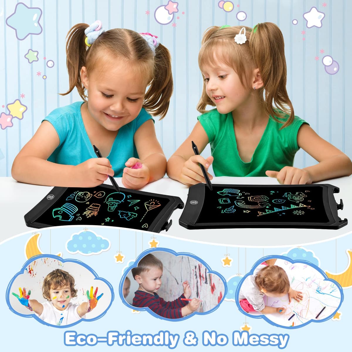 Juguetes Niños Cuentos Infantiles 2 3 4 5 6 7 8 Años,PINKCAT Pizarra LCD 8,5 Pulgadas Regalos Cumpleaños Niños Colegio Juegos de Viaje Puzzle Niño Juegos Educativa Tablet Criança — view 3