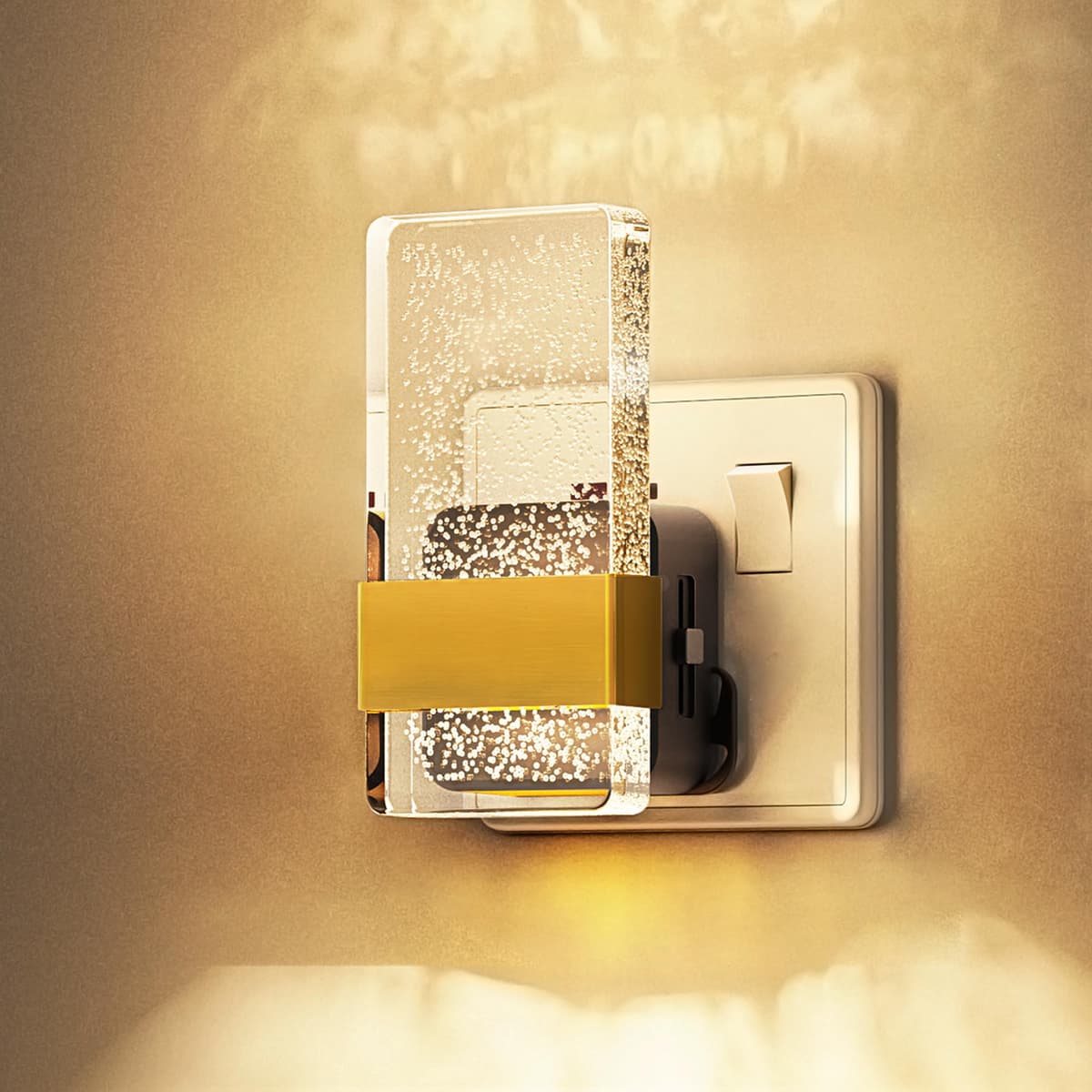 LOHAS-LED Night Light Plug in Wall, Night Light with Dusk-to-Dawn Sensor, 0-100LM Dimmable, Warm White 3000K, Modern Nightlight Plug in Wall for Hallway, Bathroom, Stairway