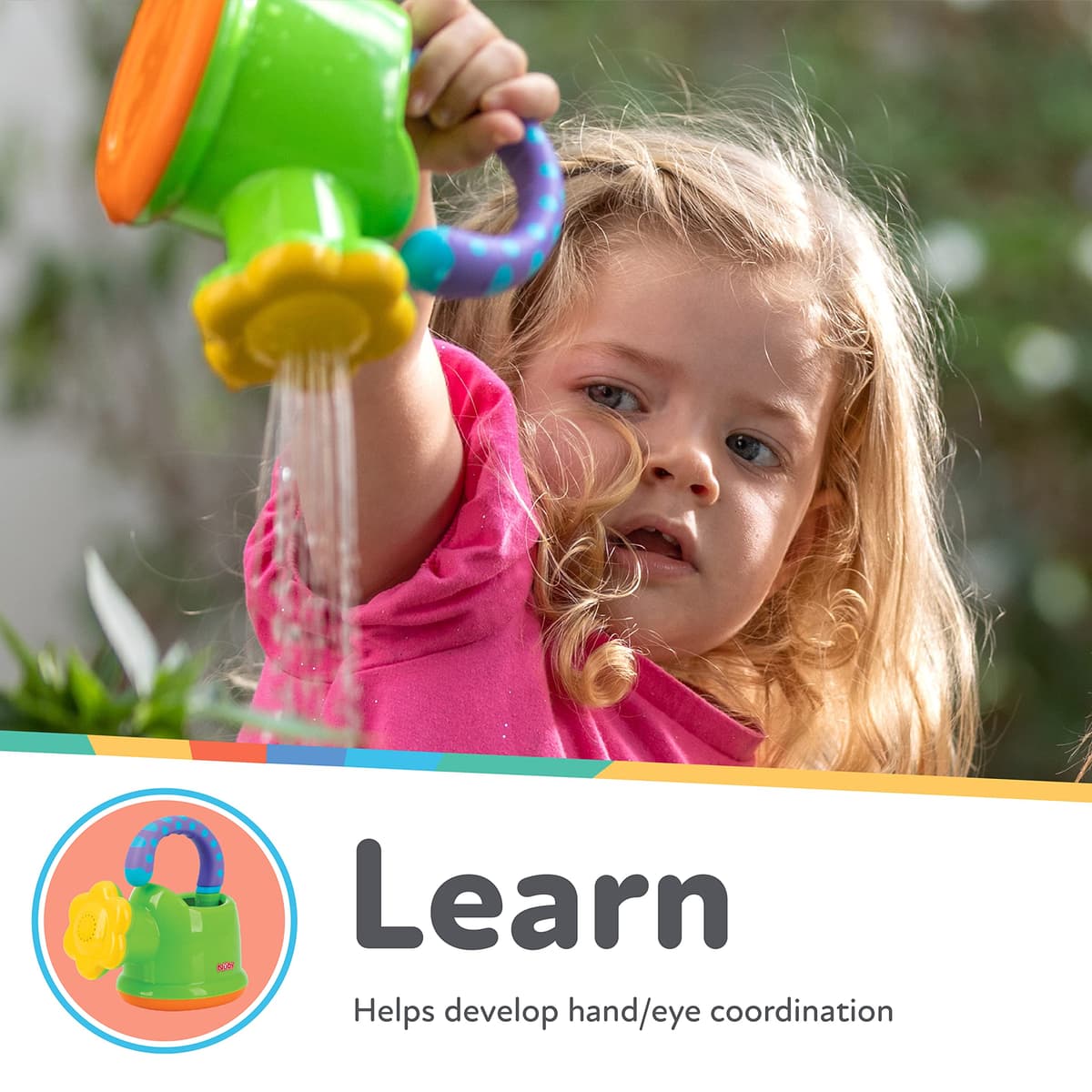 Nuby Fun Watering Can Baby Bath Toy - Easy Hold Handle | Outdoor Play | Suitable from 6 Months (Green) — view 3