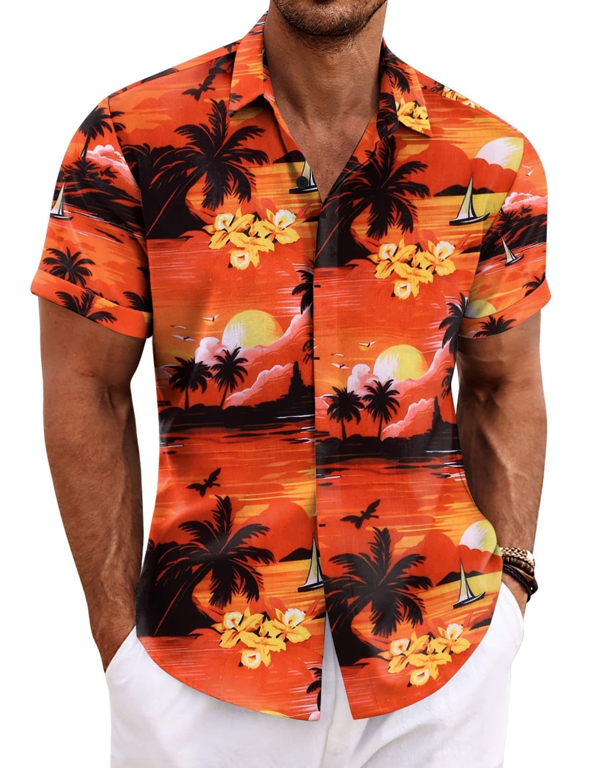 COOFANDY Men's Linen Shirts Short Sleeve Casual Shirts Button Down Shirt for Men Beach Summer Wedding Shirt — view 28