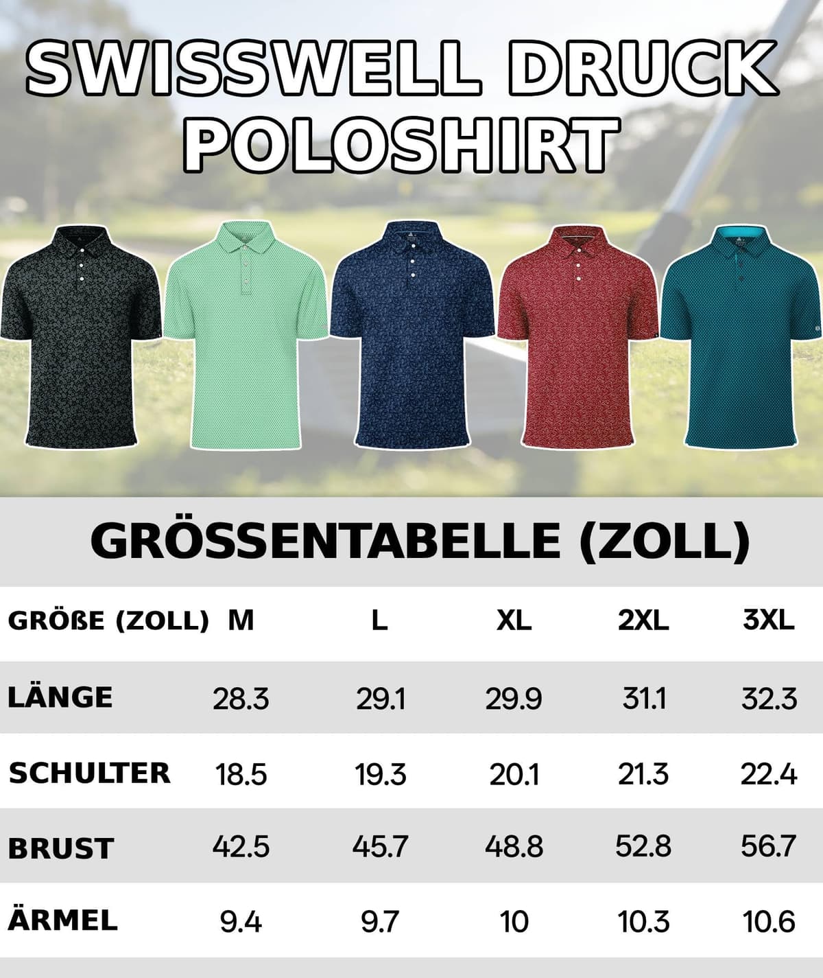 SwissWell Polo Hombre Manga Corta UPF 50+ Golf Polos Secado Rápido Transpirable Tenis Polo Camisetas Estampadas de Verano Casual T-Shirt — view 6