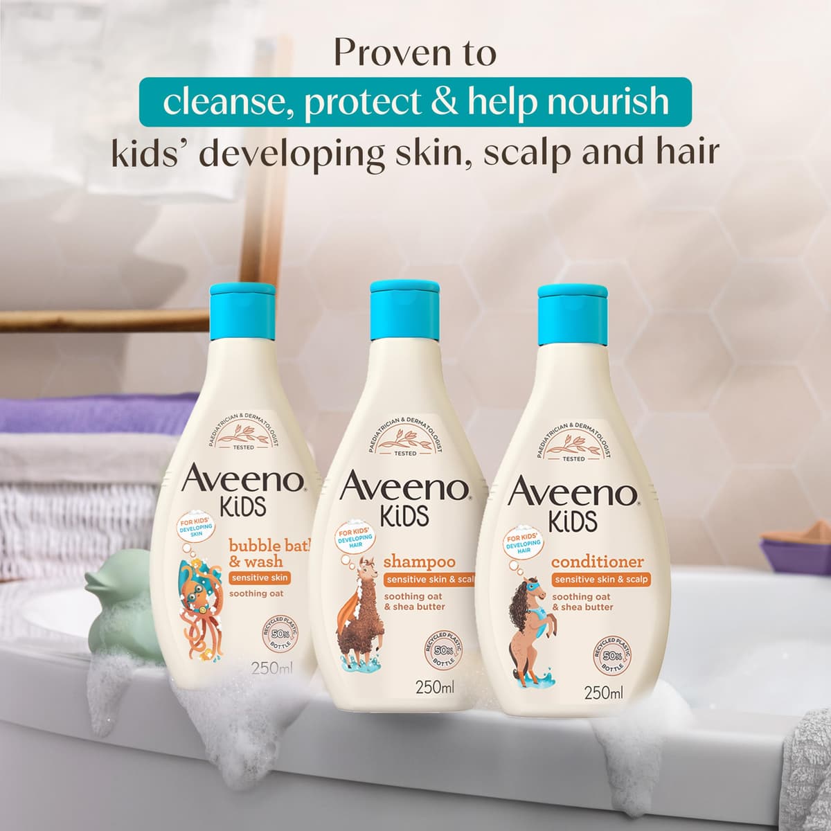 Aveeno Baby KIDS Bubble Bath & Wash 250ml | Enriched with Soothing Oat Extract | Foam Body Wash Developed for Your Little Superhero | Childrens Toiletries Sets — view 4