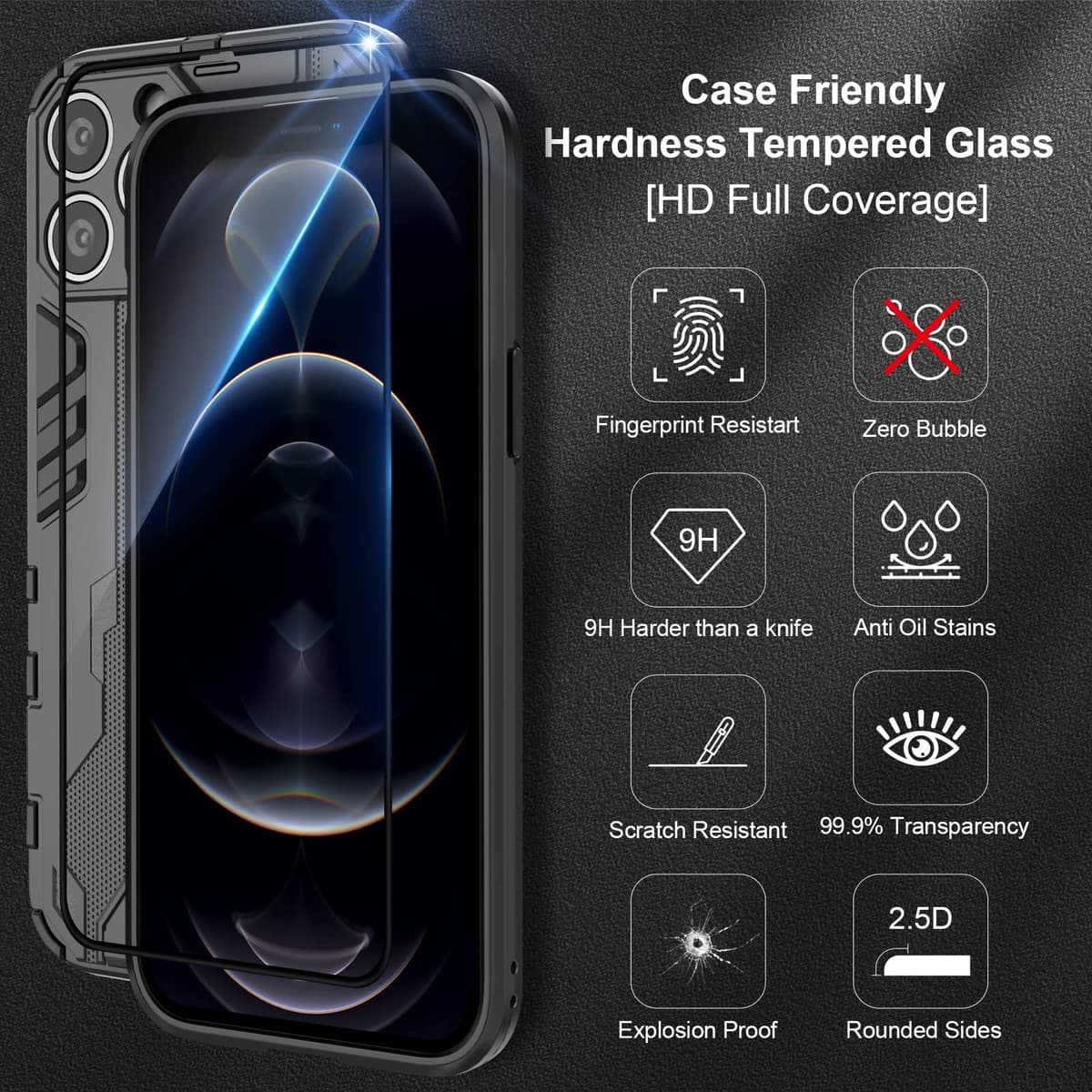 Funda para CMF Phone 2 Pro, Carcasa Antigolpes con Soporte anular metálico, Case Protectora de Grado Militar, Negro — view 1363