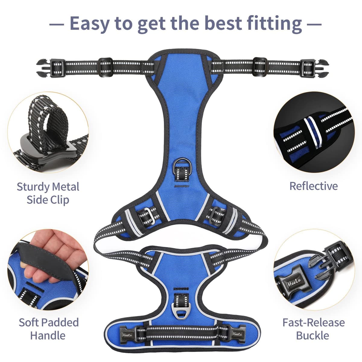 HEELE Dog Harness Medium No Pull Dog Vest Harness with Soft Handle Reflective Pet Harness for Outdoor Training Walking, Black, M — view 311