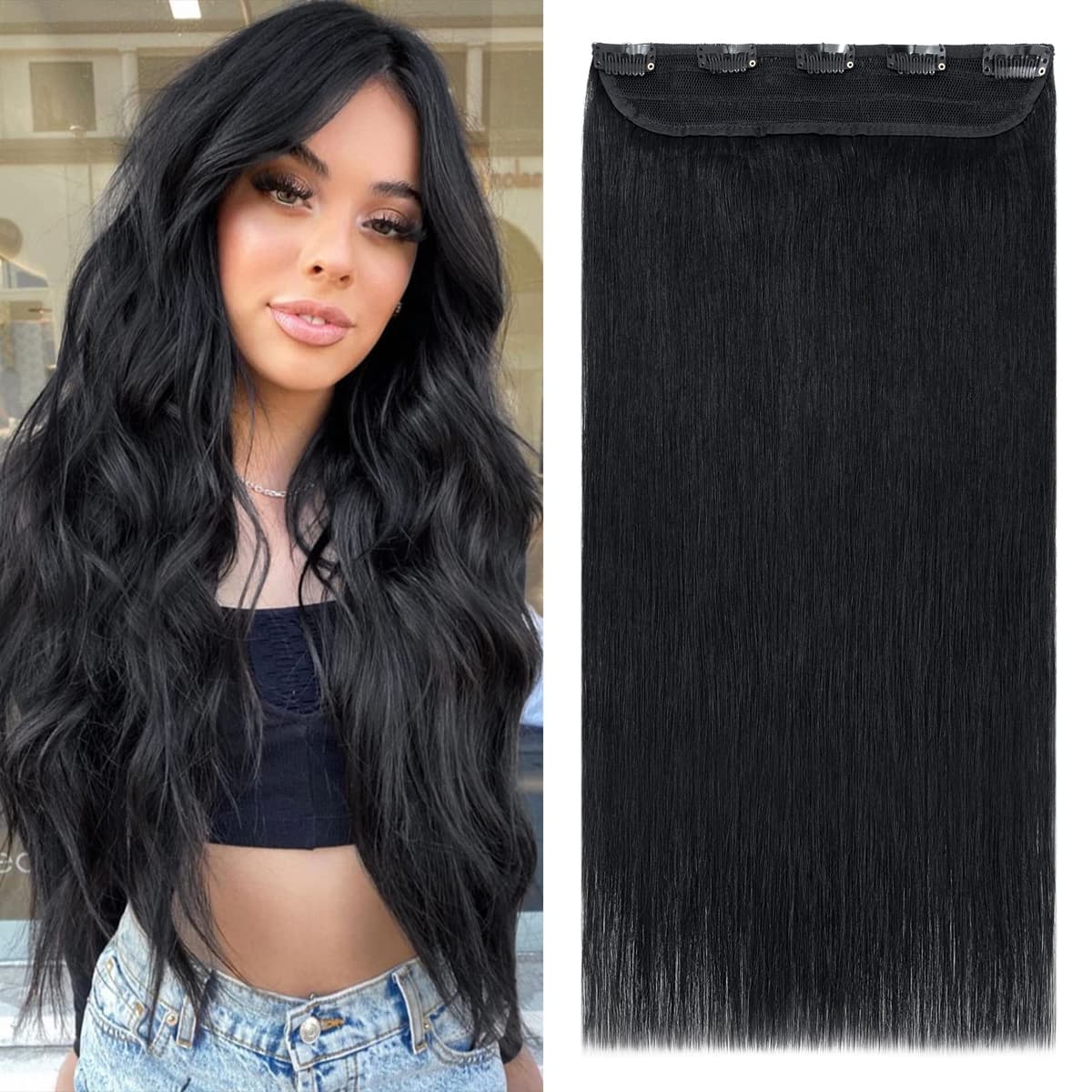 Silk-co 10inch Hair Extensions Clip in Hair Extension Human Hair #04 Medium Brown -Basic Thickness-Thin Weft- 8 Pieces Real Remy Straight Hair Extensions[50g] — view 204