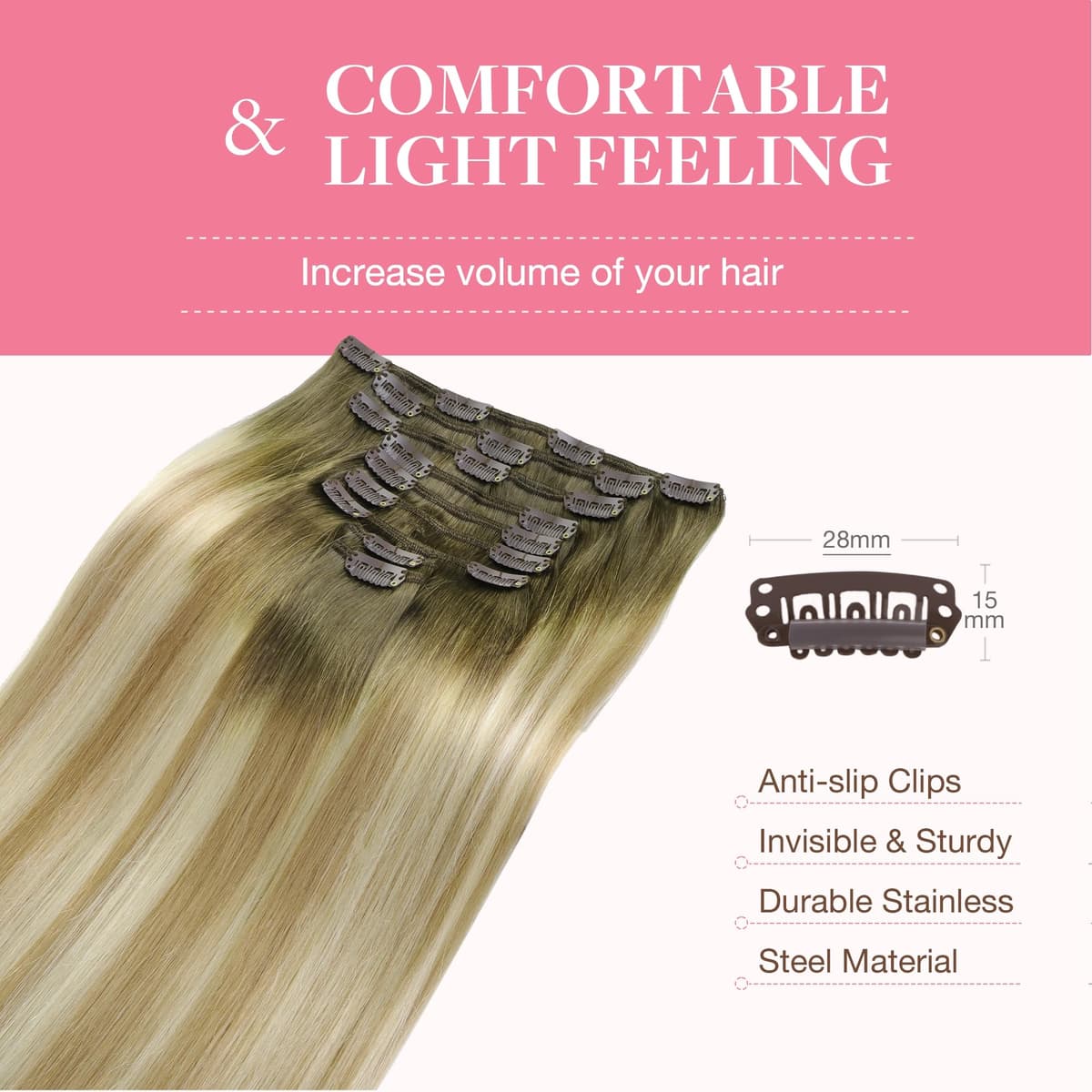 GOO GOO Clip in Hair Extensions Human Hair, 18inch 150g 9Pcs, #2 Dark Brown, Hair extensions for women, Human Hair Extensions Clip in — view 316