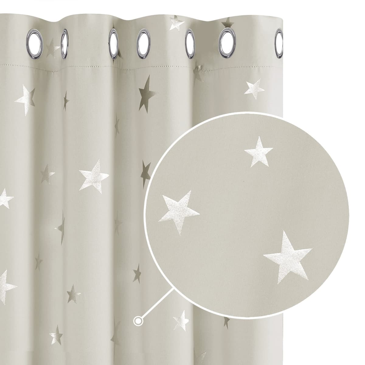 Deconovo Navy Blue Curtains for Living Room Super Soft Thermal Insulated Star Foil Printed Eyelet Blackout Curtains 46 x 54 Inch 2 Panels — view 29