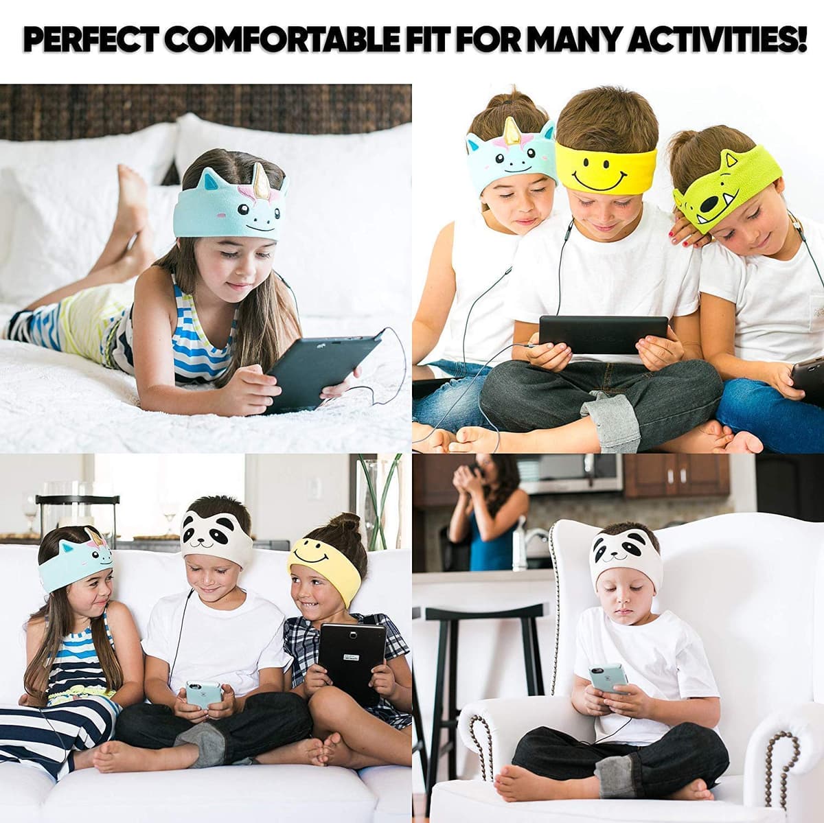 CozyPhones Kids Headphones Volume Limited with Ultra-Thin Speakers Soft Fleece Headband - Perfect Children's Earphones for School, Home and Travel - Mystic Unicorn — view 7