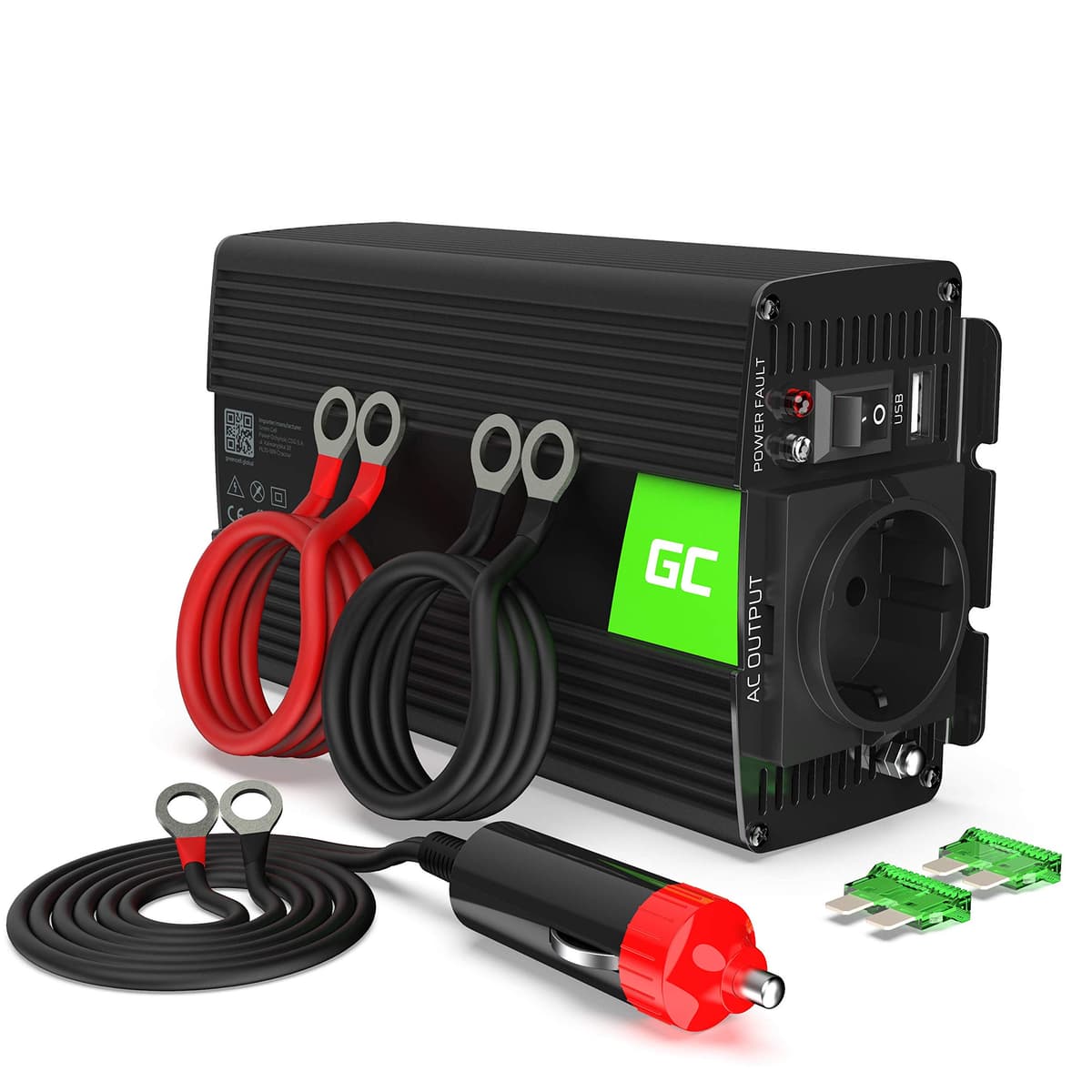 Green Cell® 1000W/2000W 12V a 220V/230V Onda sinusoidal modificada Inversor de Corriente DC AC Power Inverter Transformador de Voltaje para Coche Camion con Puerto USB y Pinzas de conexión a batería — view 4