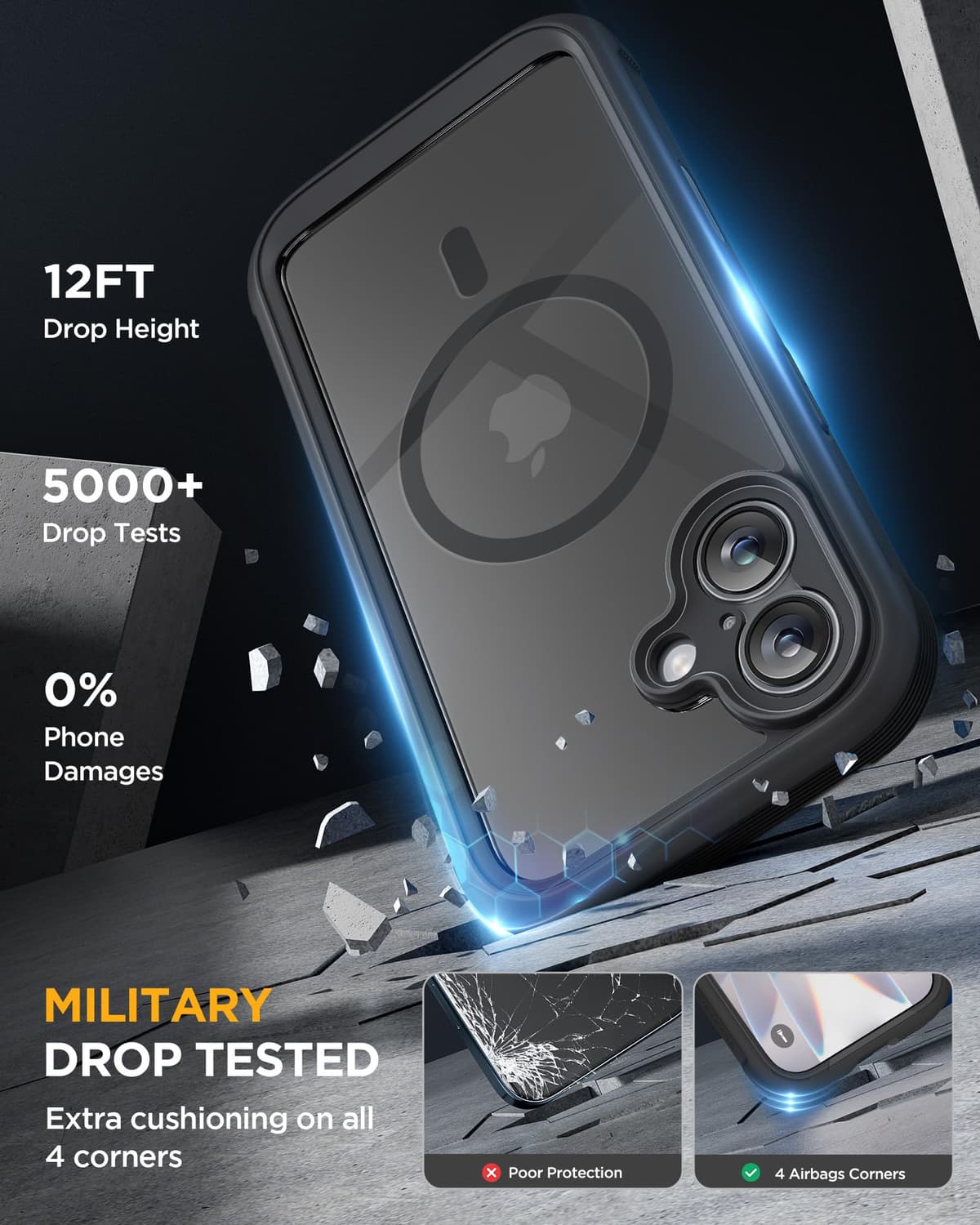 Miracase Magnetic Case for iPhone 17 Case, [Bubble Free] Built-in Glass Screen Protector+ [New Camera Control Button], Full Body Bumper Compatible with MagSafe, Drop Proof 17 Cover,6.3-inch (Black) — view 2