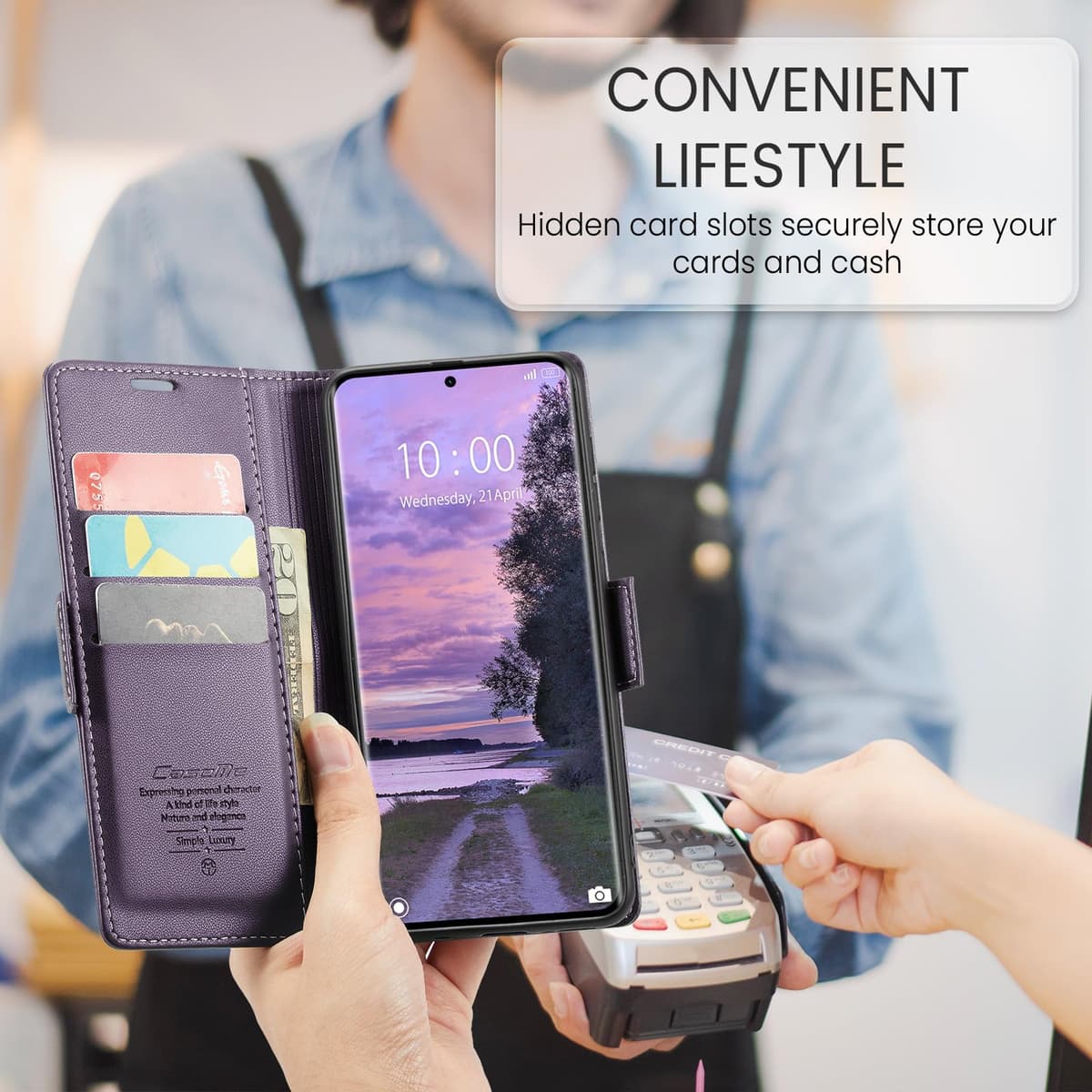 Funda para Xiaomi Redmi Note 14 Pro 5G / Poco X7, Funda de Cierre Magnético, Cartera de Cuero PU con [Bloqueo RFID], Soporte, Ranura para Tarjetas, Case para Redmi Note 14 Plus 5G, Púrpura — view 4