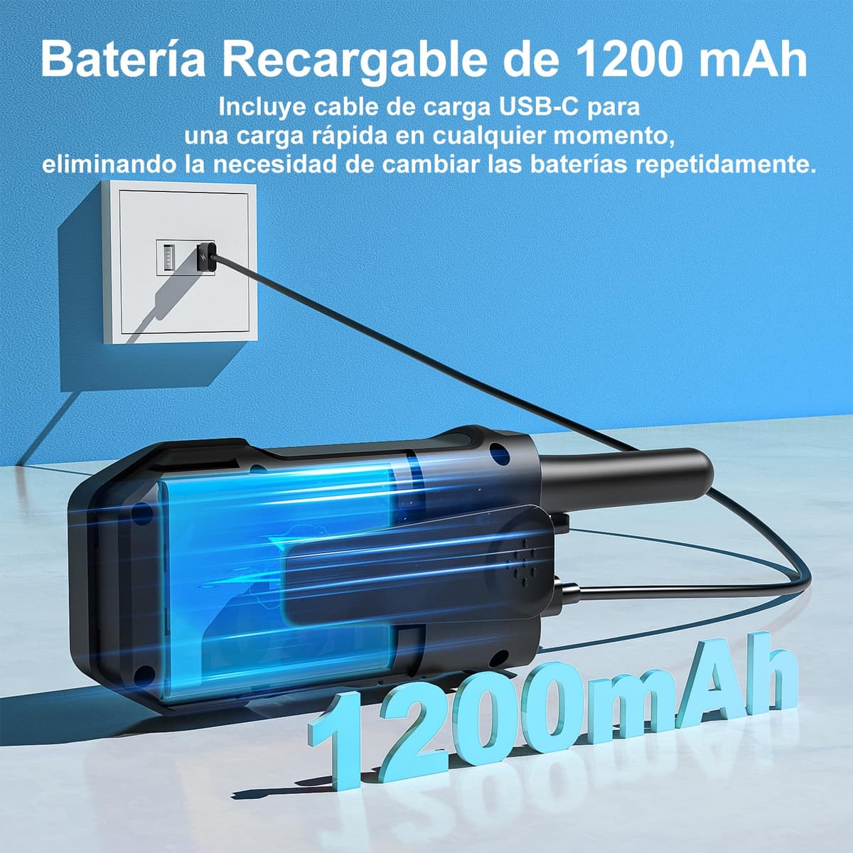 AWANFI Walkie Talkie Recargable con 1200mAh Batería, Walkie Talkie para Niños Adultos, 3 Piezas Walkie-Talkies, 16 Canales VOX, Walky Walky para Aventuras Camping Senderismo — view 3