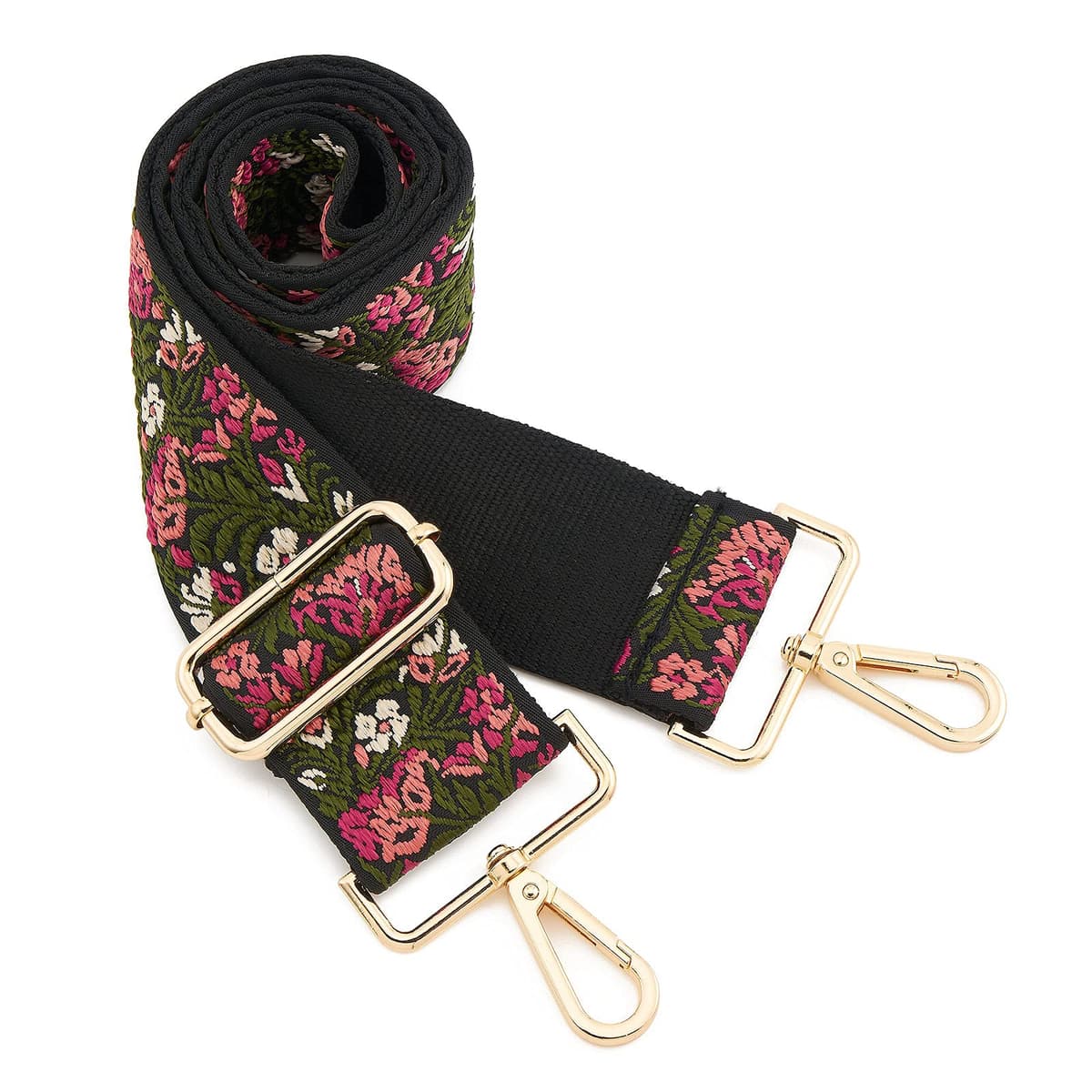 ZOOEASS Wide Shoulder Strap, Guitar Style Adjustable Purse Strap with Gold Buckle Replacement Woven Crossbody Straps for Handbags((3.8CM) Shining Black) — view 59