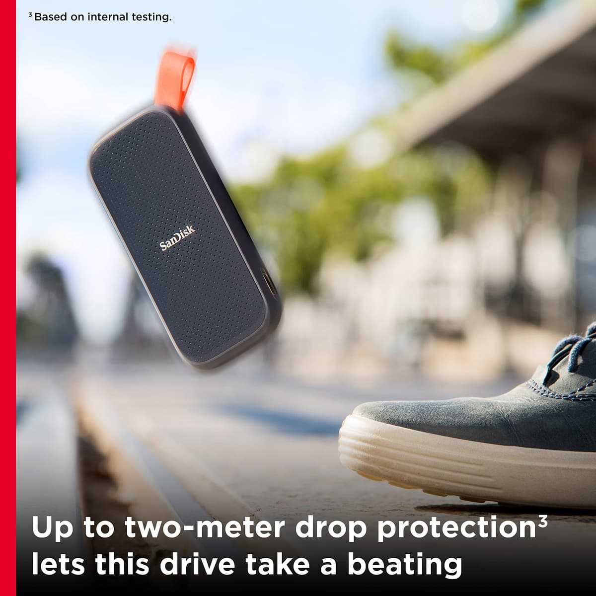 SANDISK Portable SSD 1TB (Read speeds up to 800 MB/s, USB 3.2 Gen 2, USB-C, NVMe Solid State Performance, Updated firmware, fastening loop made of durable rubber) Black — view 5