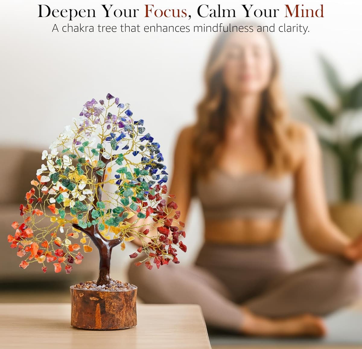 The Original 7 Chakra Crystal Tree Birthday Gifts for Women & men Crystal Tree of Life Sister birthday gift Home Decor Healing Crystals Gifts for Mom Positive Energy New Home House Warming Gift Women #01 Seven Chakra (Golden Wire) — view 2