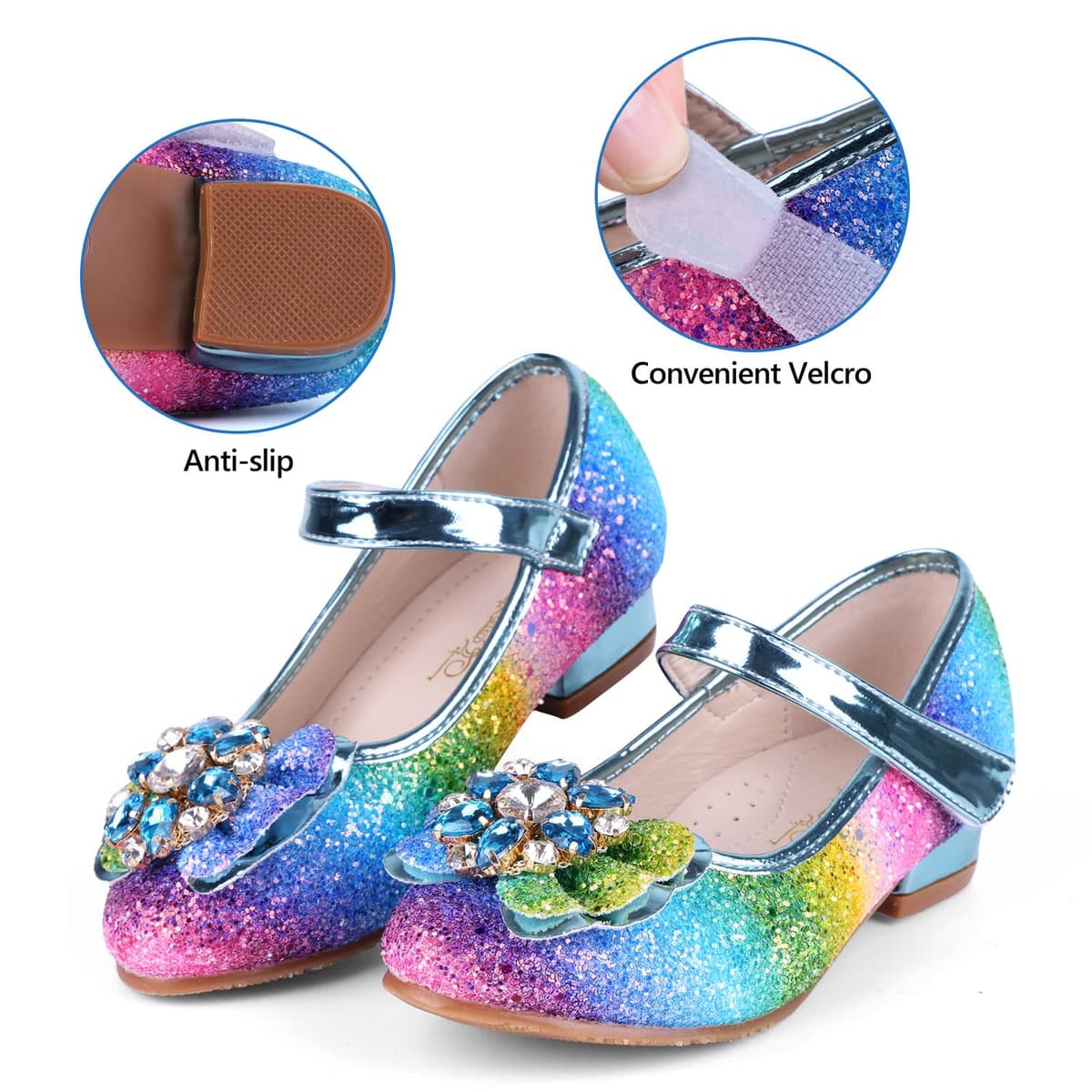 Girl's Princess Mary Jane Pump Shoes - Pink Silver Blue Purple White - Size 12 Months — view 5
