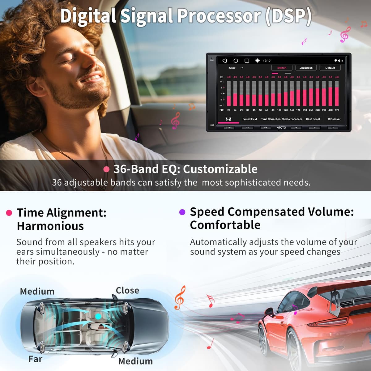 ATOTO A6PF Android Radio 2 DIN, CarPlay inalámbrico, Android Auto inalámbrico, Pantalla táctil de 7 Pulgadas Dab+ Autoradio, 2 Bluetooth, Conexión a Internet WiFi/BT/USB, HD LRV, 2G+32G, A6G2A7PF — view 5