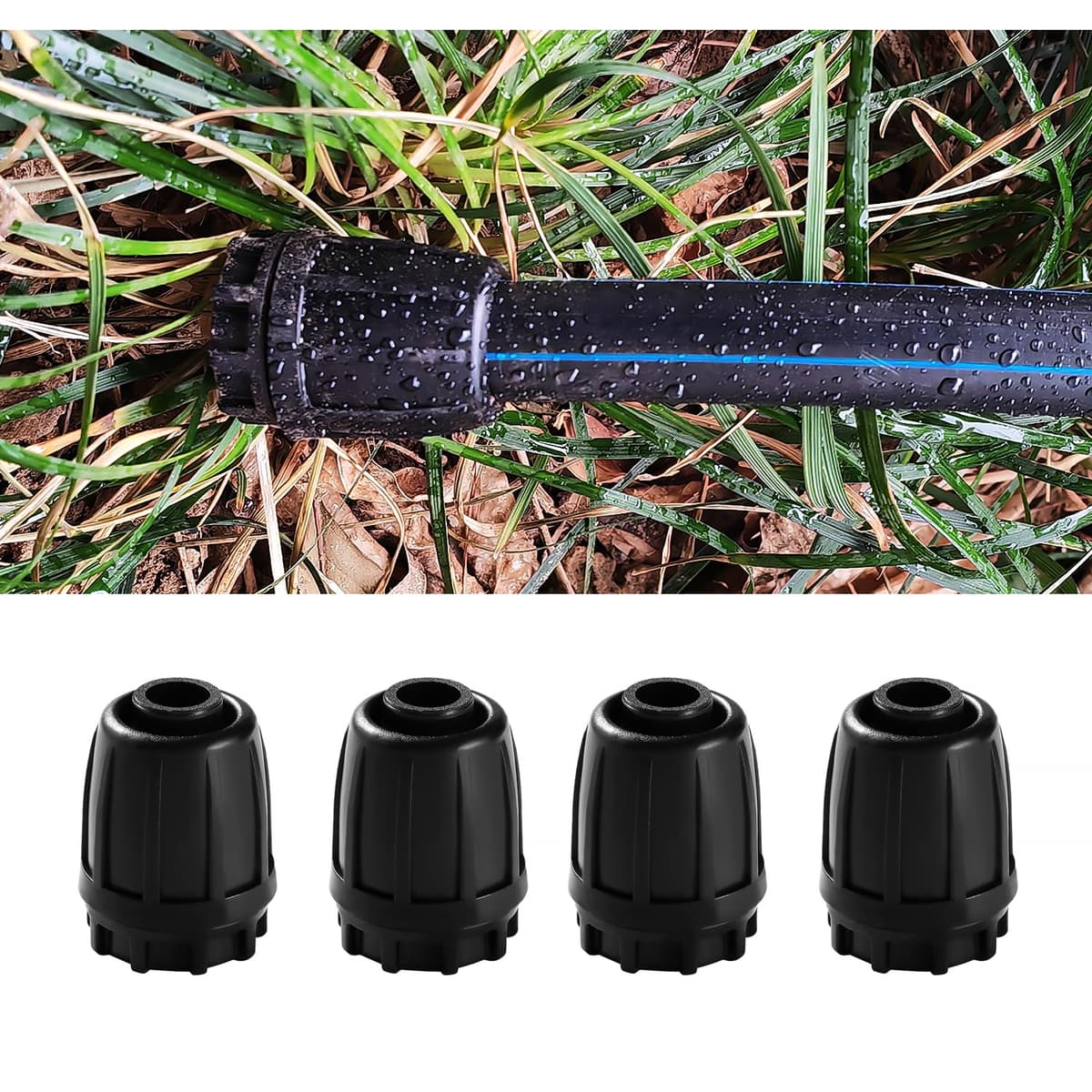 VooGenzek 10 Piezas Accesorios de Riego Tapones de Extremo para Tubos 16mm, Adaptador de Riego por Goteo, Conectores de Púas de Manguera para Sistemas de Riego, para Césped, Jardín (Negro) — view 5