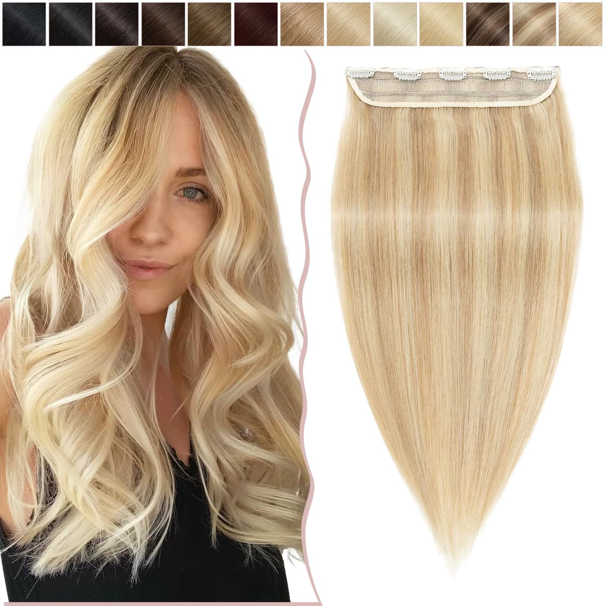 12 inch Clip in Hair Extension Human Hair One Piece 100% Real Remy [#2 Dark Brown] 3/4 Full Head Straight Hair Pieces for Women Invisible Short (40g) — view 10