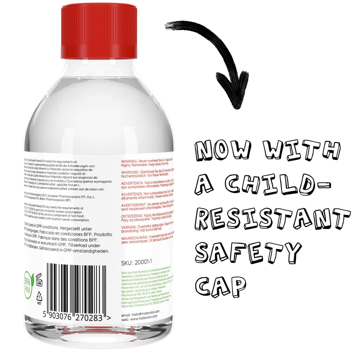 Aceite mineral de grado alimenticio Materialix (250ml) — view 2