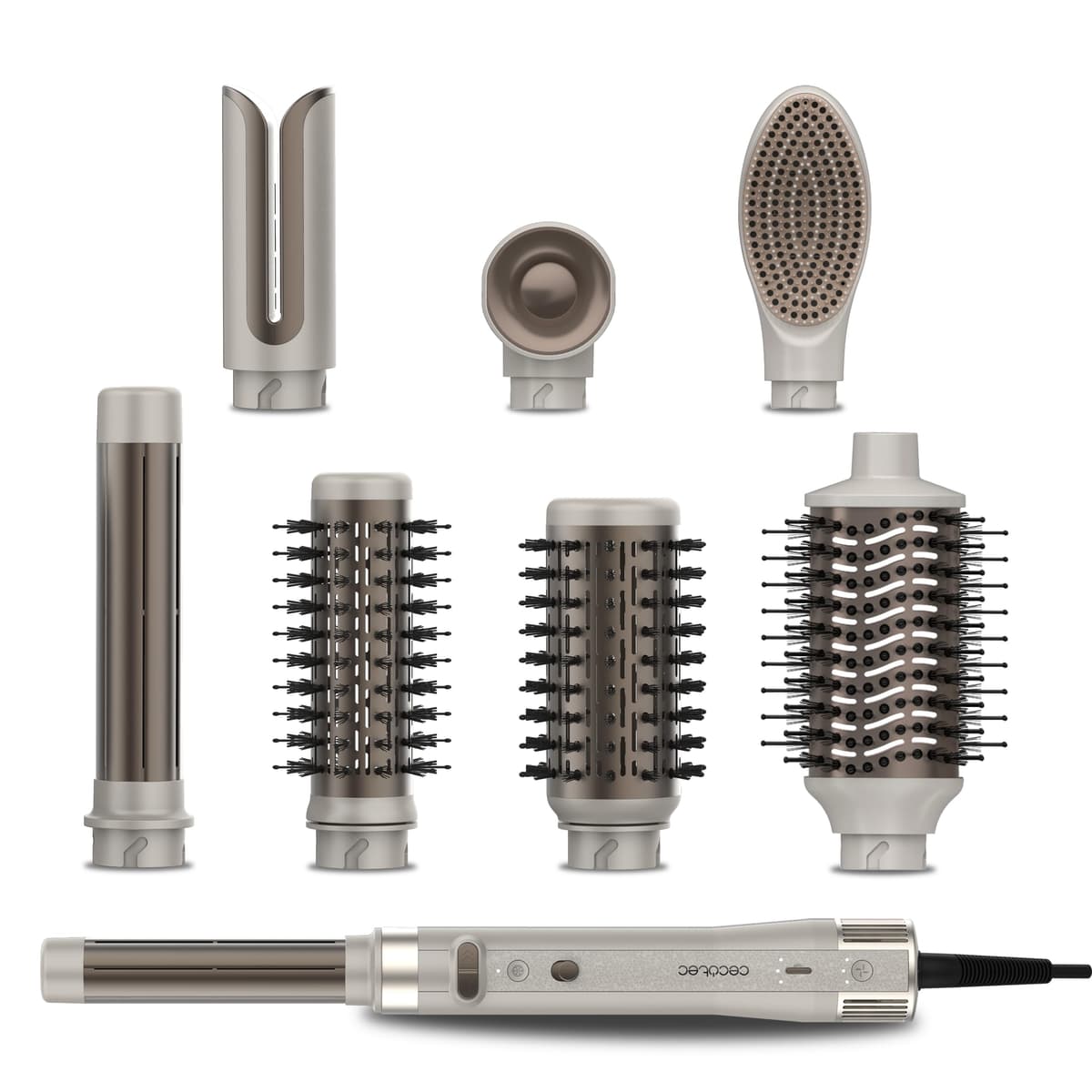 Cecotec Cepillo de Aire Secador Moldeador Alisador Multifunción 8 Cabezales CeramicCare AirGlam Champagne. 1400W, Tecnología Coanda, 3 Velocidades, 3 Temperaturas, Control Inteligente Calor, 110000rpm — view 22