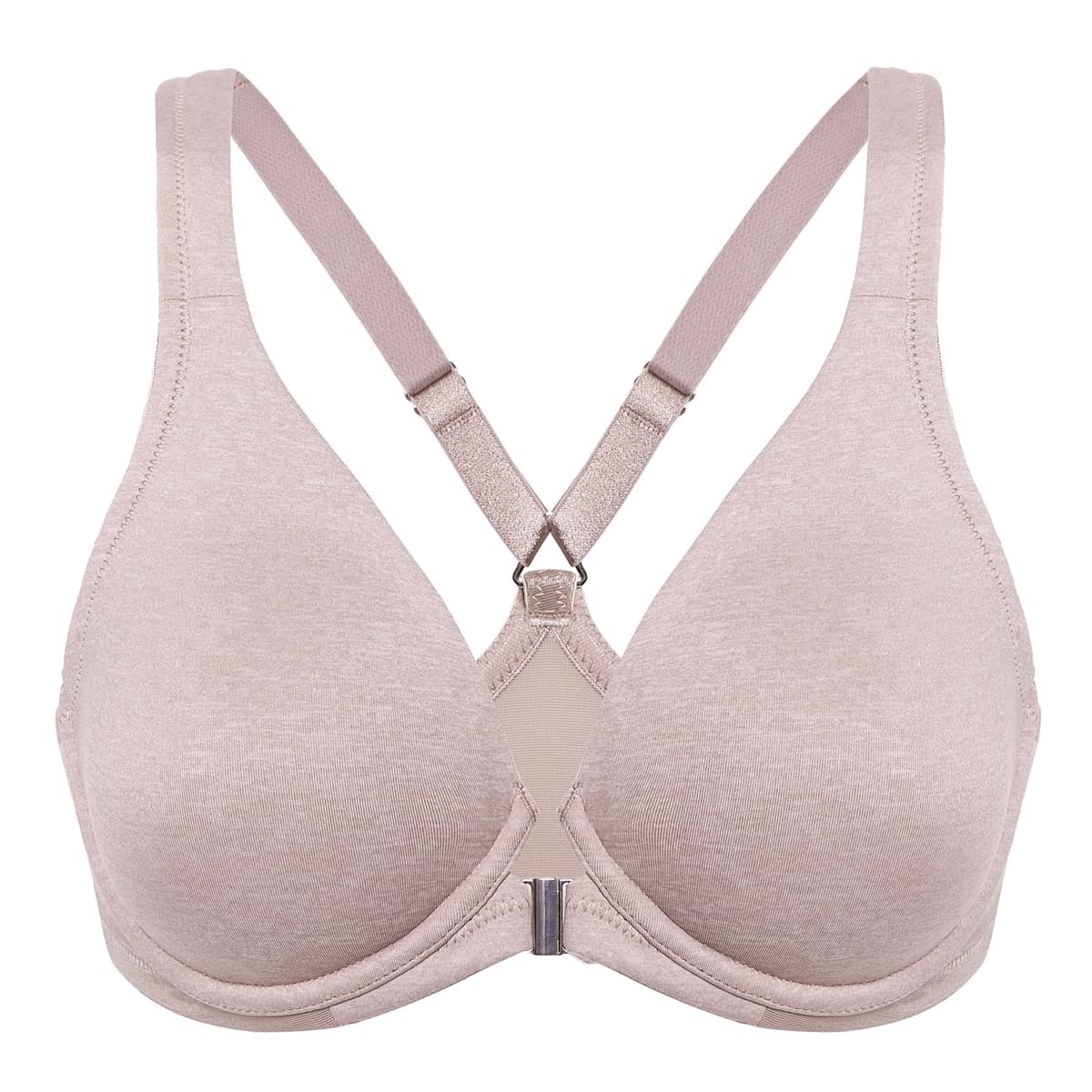 Delimira Women's Front Fastening Bras Seamless Unlined Racer Back Plus Size Underwired Plunge Bra — view 16