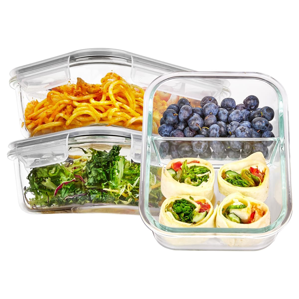 Vtopmart Set de 8 Unidades Recipientes de Cristal para Alimentos, Recipientes de Vidrio Hermeticos con Tapa, Reutilizables, Apilables, Apto Lavavajillas y Microondas,Libre de BPA — view 10