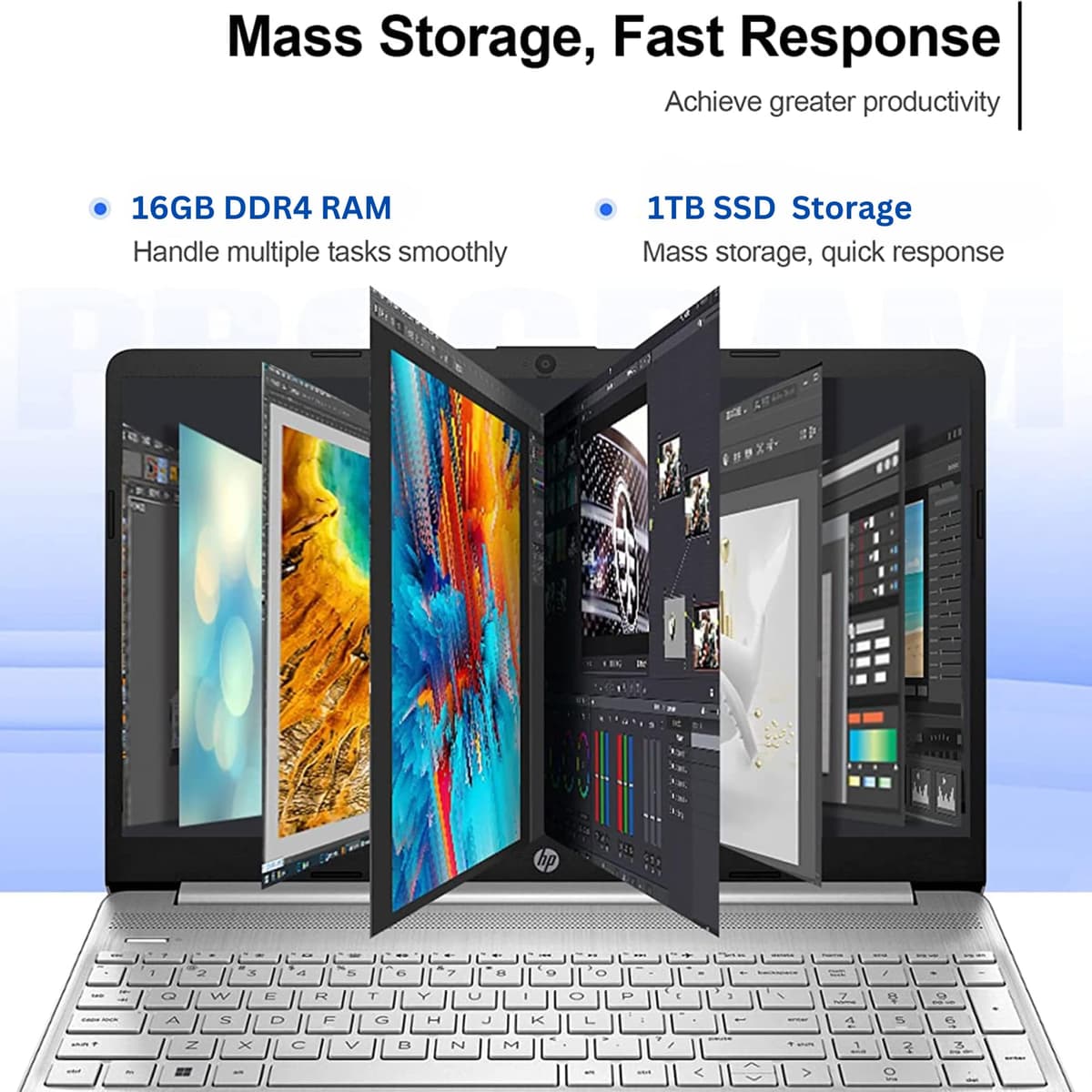 HP Pavilion 15.6" HD Touchscreen Anti-Glare Laptop, 16GB RAM, 1TB SSD Storage, Intel Core Processor up to 4.1GHz, Up to 11 Hours Long Battery Life, Type-C, HDMI, Windows 11 Home, Silver — view 2
