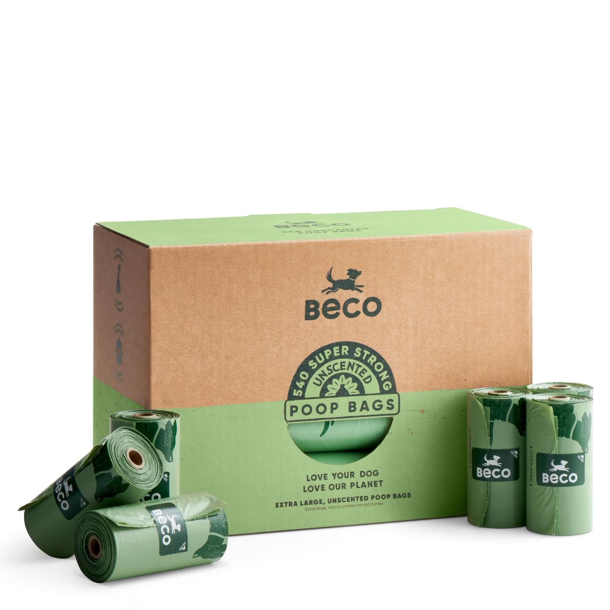 Beco Dog Poo Bags - Strong, Leakproof & Large - 94% Recycled Plastic, Extra Thick Dog Poop Bags, Heavy Duty - Unscented Refill Rolls, 270 Count — view 14