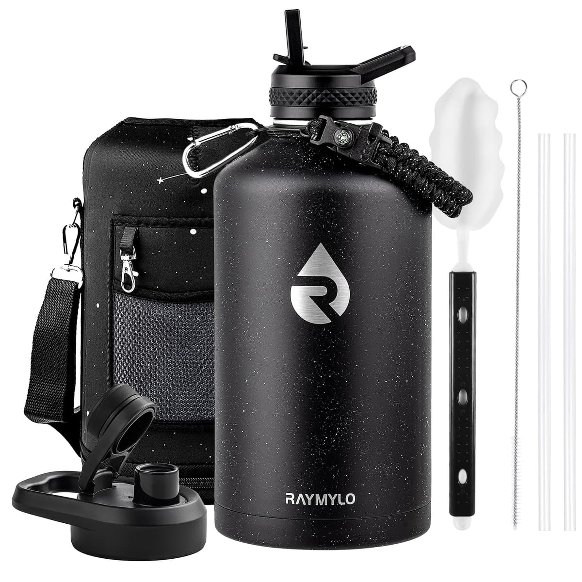 RAYMYLO One Gallon Water Bottle Insulated, Triple Walled Vacuum Stainless Steel (Cold for 48 Hrs), Leak Proof & Non-BPA, Large Water Flask Jug with Paracord Handle & Straw Spout Lids — view 47