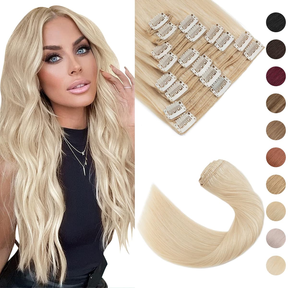 Silk-co 10inch Hair Extensions Clip in Hair Extension Human Hair #04 Medium Brown -Basic Thickness-Thin Weft- 8 Pieces Real Remy Straight Hair Extensions[50g] — view 185