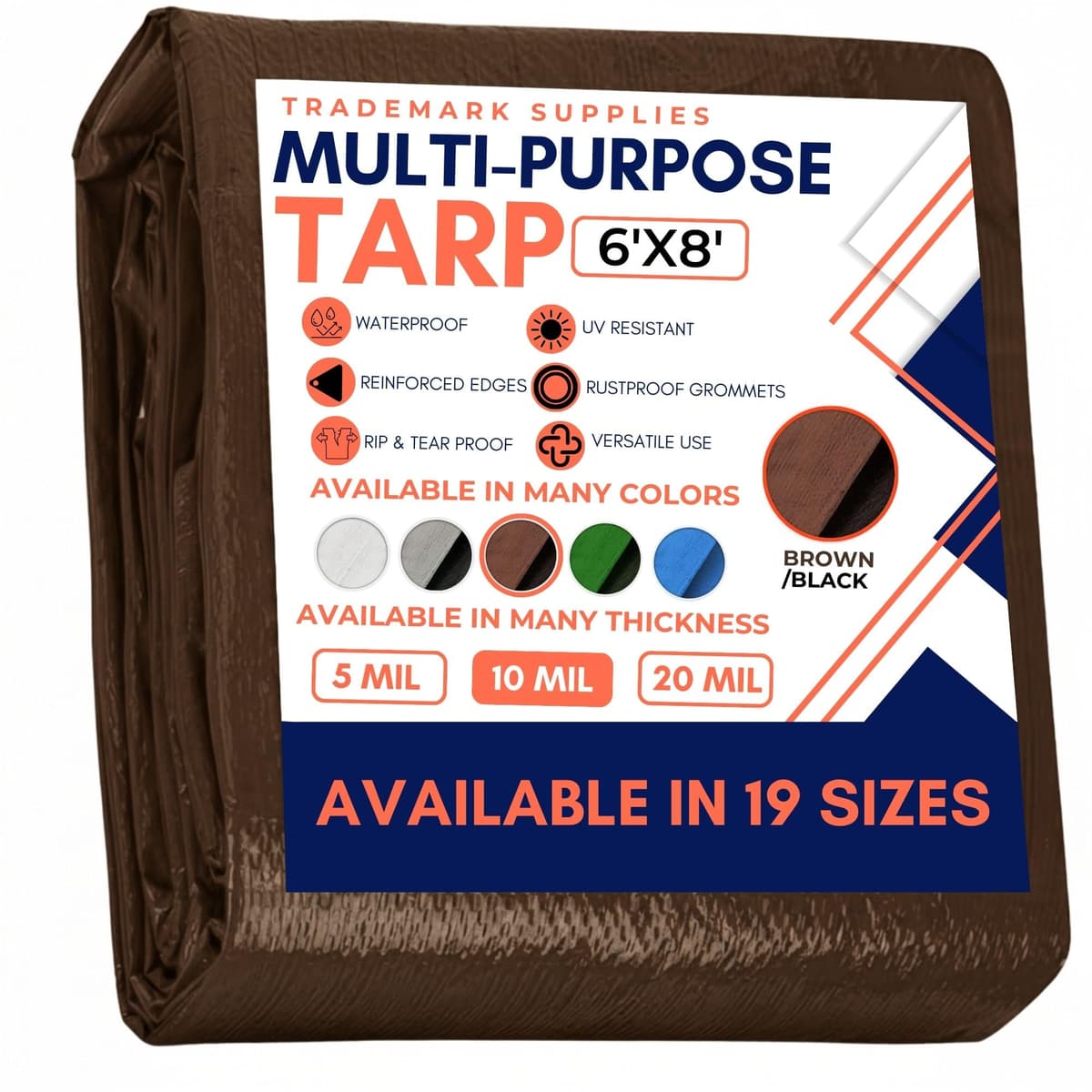 Large Waterproof Tarp- Heavy Duty Thick Poly Tarpaulin Ideal for Canopy Tents, Boats, RV or Pool Covers- Multipurpose Protective Tarps with Grommets for Indoor and Outdoor Use — view 302