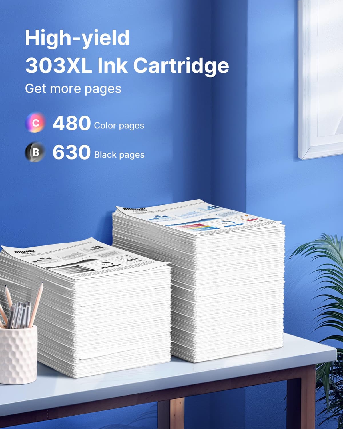 303XL Ink Cartridges Multipack High Yield Replacement for HP 303 XL Ink Black and Colour for HP Envy Photo 6220 6230 6232 6234 7120 7130 7132 7134 7137 7820 7830 7832 printers (2-Pack) — view 3