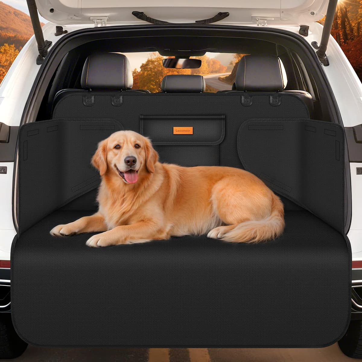 Funda Maletero Coche Perros Universal, Protector Antideslizante y Impermeable, con Protección Lateral, Cubierta Coche Antiarañazos Lavable para SUV Camión Sedán, Negro(Ligero)