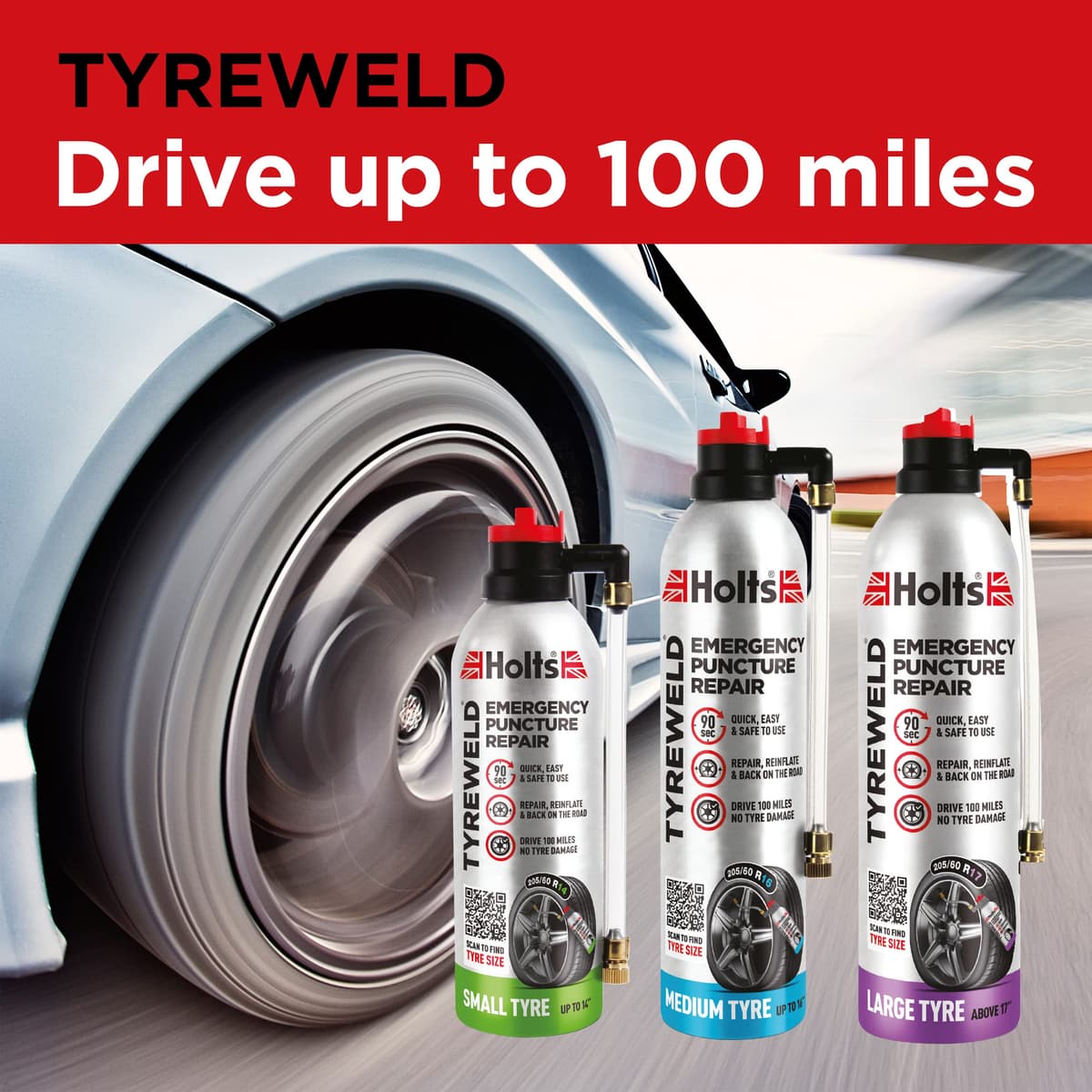 Holts Tyreweld Puncture Sealant 500ml, Emergency Tyre Repair Foam, Car Puncture Repair Kit Sealant To Get You Back On The Road, Quick & Easy Flat Tyre Foam, Drive Up To 100 Miles, No Tools Needed — view 4
