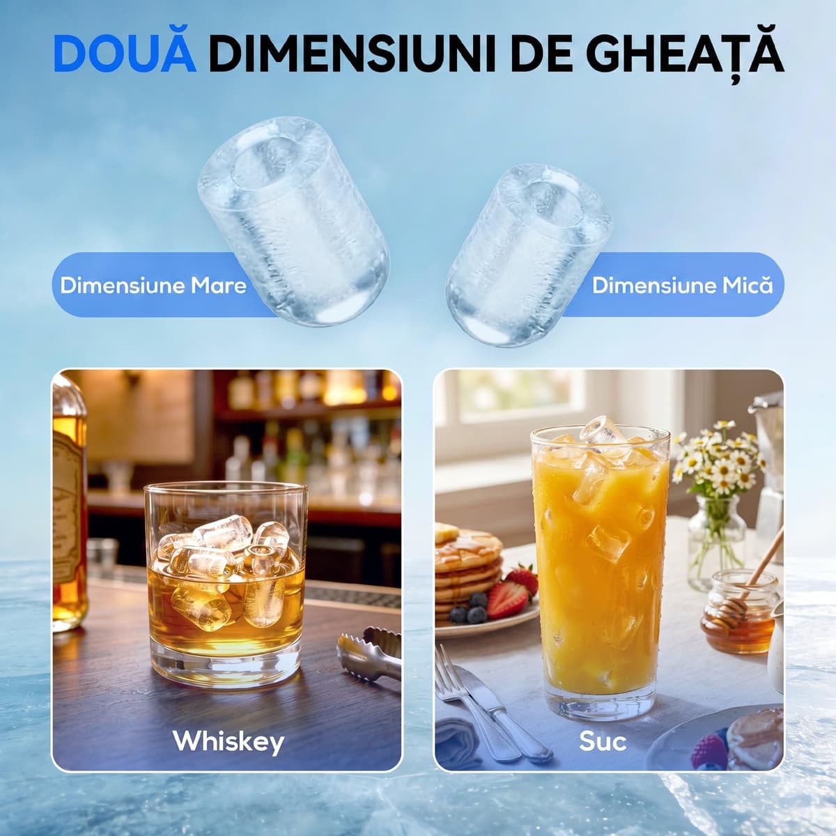 HOMCOM Máquina de Hielo, Máquina de Cubitos de Hielo Autolimpiable, 12 kg/24H, 9 Cubitos Listos en 7 Minutos, 2 Tamaños de Hielo, 1,5L Depósito, para Hogar, Cocina, Oficina, Bar, Blanco — view 4