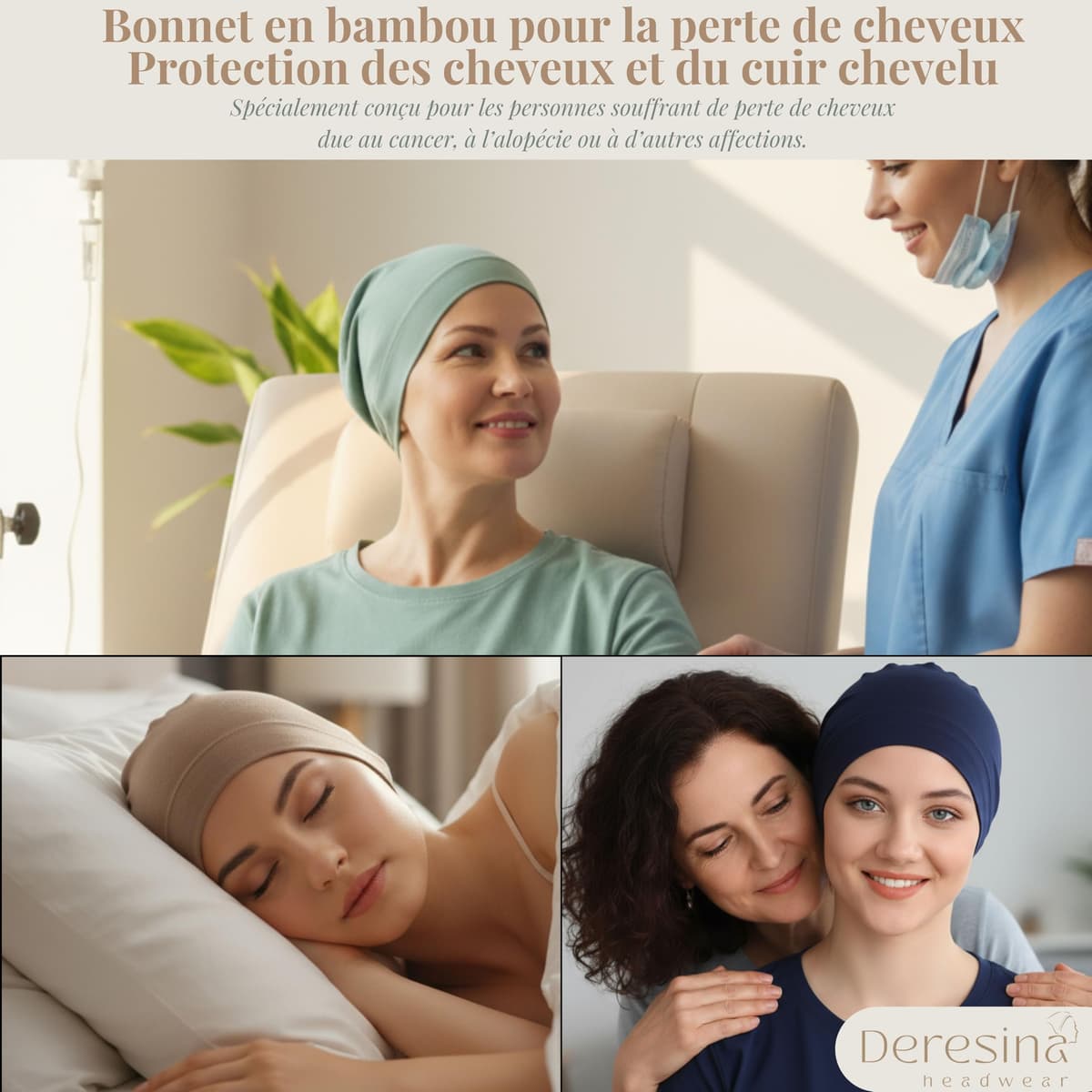 Deresina Gorro de Quimioterapia de Bambu para Mujeres y Hombres – Ultrasuave, Ligero y Transpirable, Ideal para Alopecia y Caida del Cabello, Todo el Ano, Alternativa a la Peluca — view 5