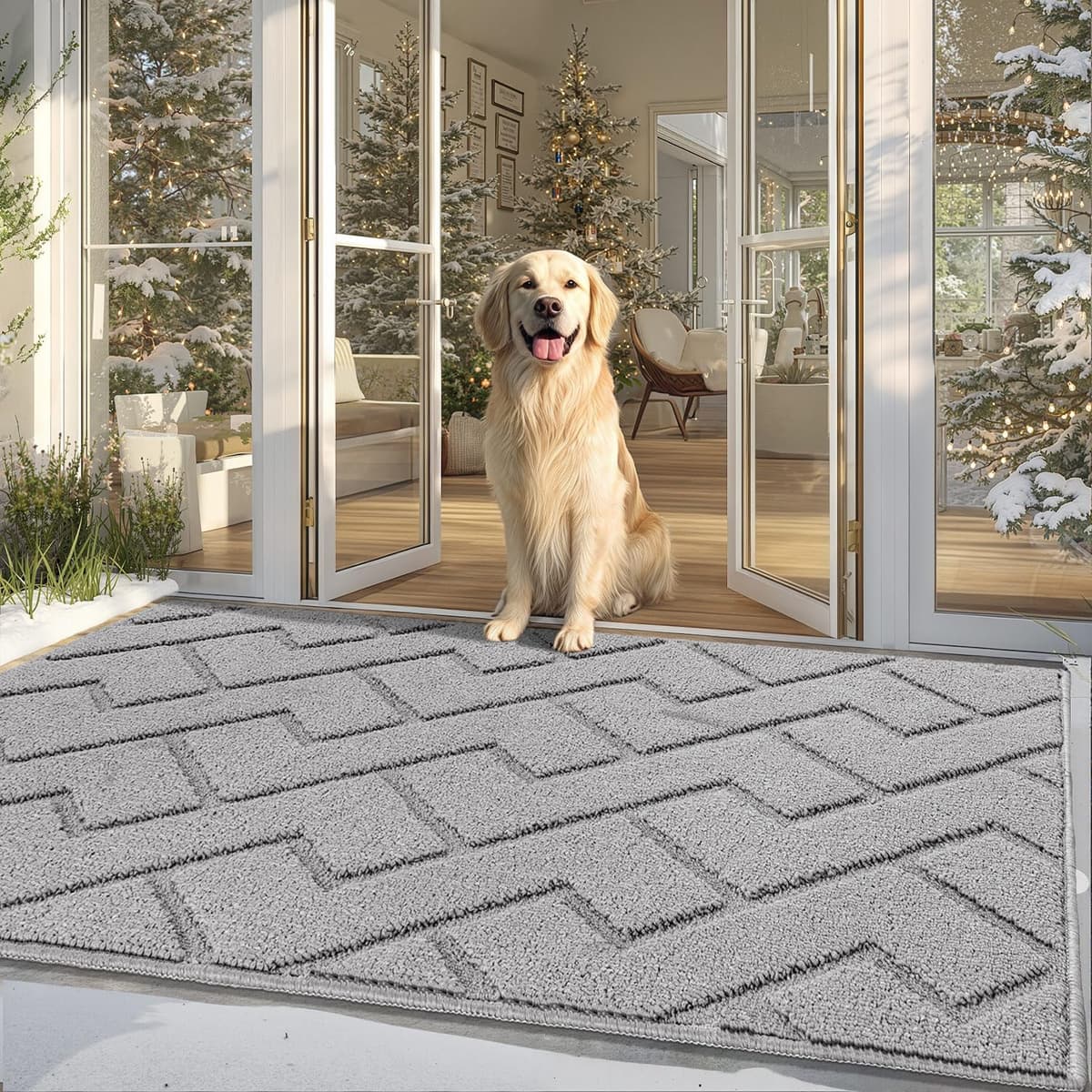 Biscpro Door Mats Indoor,Dirt Trapper Mat Absorbent Non-Slip Low Profile Doormat for Entrance,Inside, Kitchen,Front Door Mat Washable for Pets and Dogs— 50x80cm,Grey — view 95
