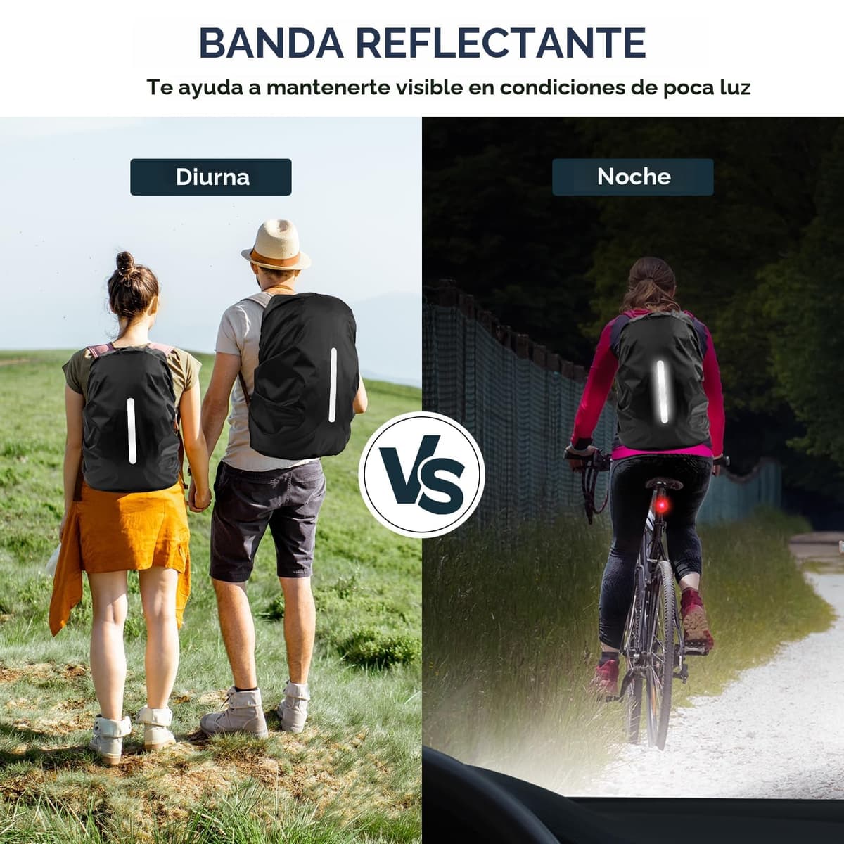 LAMA 2pcs Funda Impermeable para la Lluvia para Mochila, Protector Reflectante a Prueba de Lluvia para Antipolvo y Antirrobo S 18L-25L — view 2