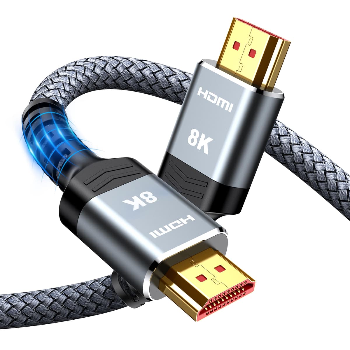 10K 8K HDMI Cable 2M Certified, Snowkids HDMI 2.1 Cable Ultra HD High Speed 48Gbps, 8K@60Hz 4K@120Hz HDMI Lead eARC HDR10 HDCP 2.2/2.3, Compatible for PS5/4 for X-box/HDTV/Blu-ray — view 10