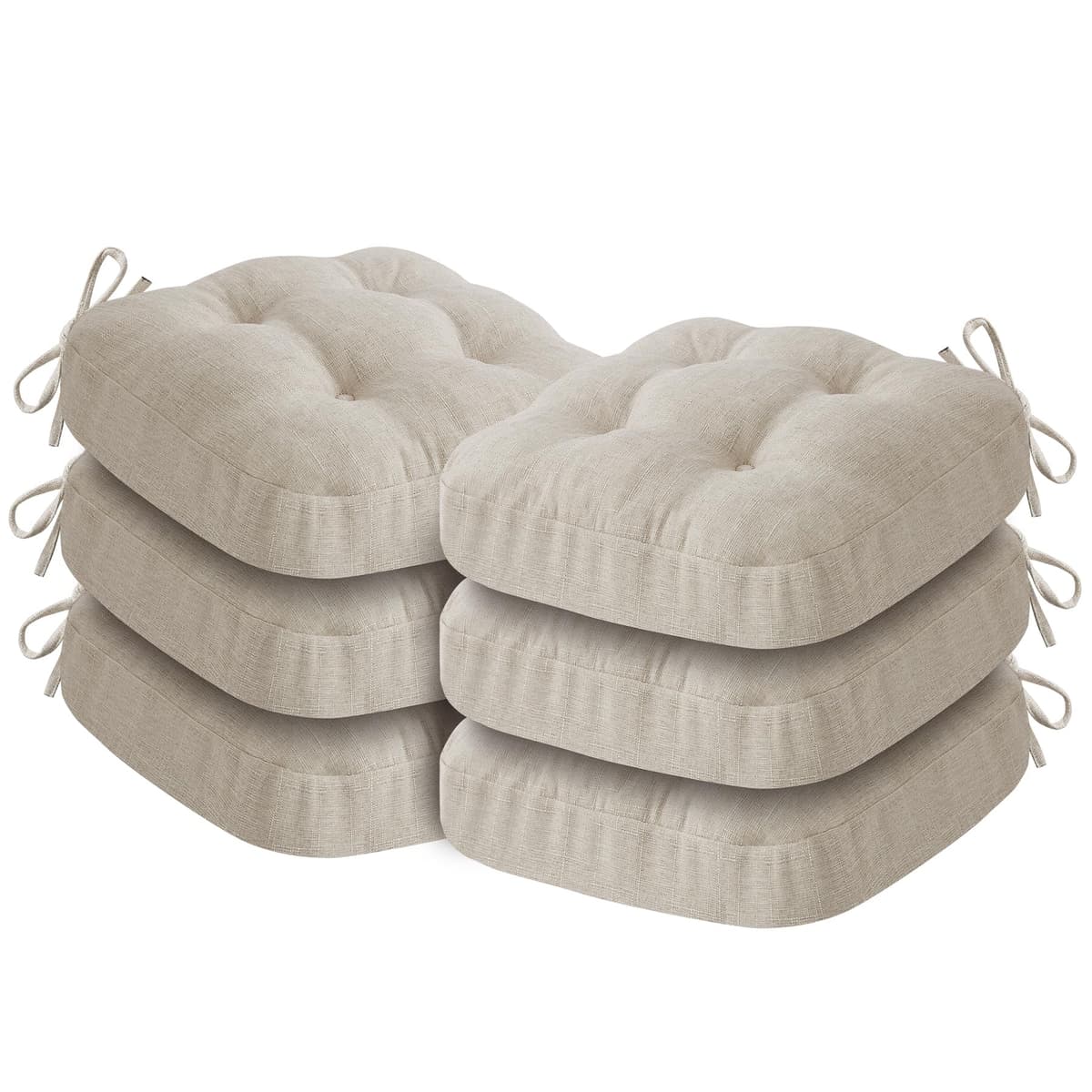 Chair Cushions, Memory Foam Dining Chair Cushions, Tufted Indoor Chair Pads, Set of 4, 16.5' x 16.5' x 3.5', Beige — view 20