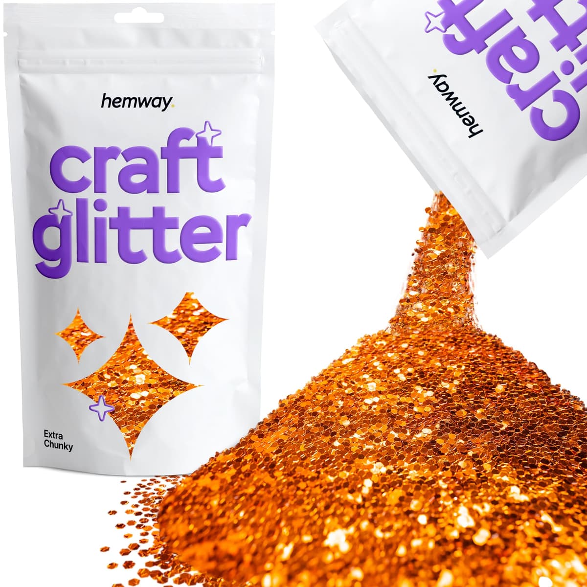 Hemway - Purpurina para manualidades, vasos, resina, epoxi, uñas, cera, álbumes de recortes, cristal, decoración de escuelas: dorado holográfico, gruesa (0,6 mm), 100 g — view 93