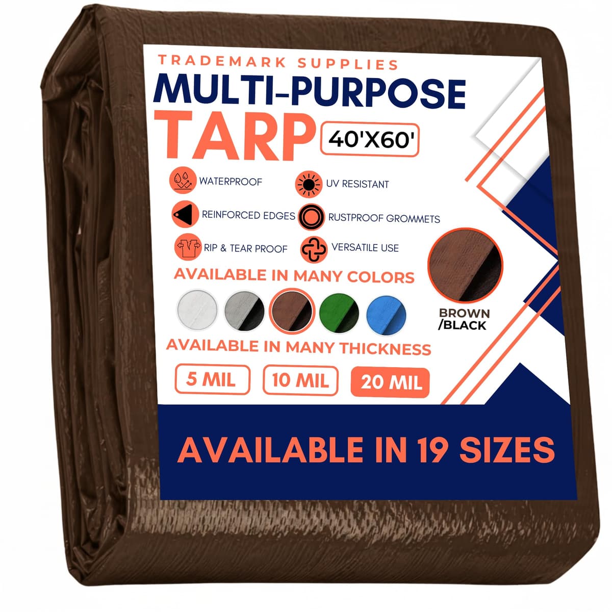 Large Waterproof Tarp- Heavy Duty Thick Poly Tarpaulin Ideal for Canopy Tents, Boats, RV or Pool Covers- Multipurpose Protective Tarps with Grommets for Indoor and Outdoor Use — view 251