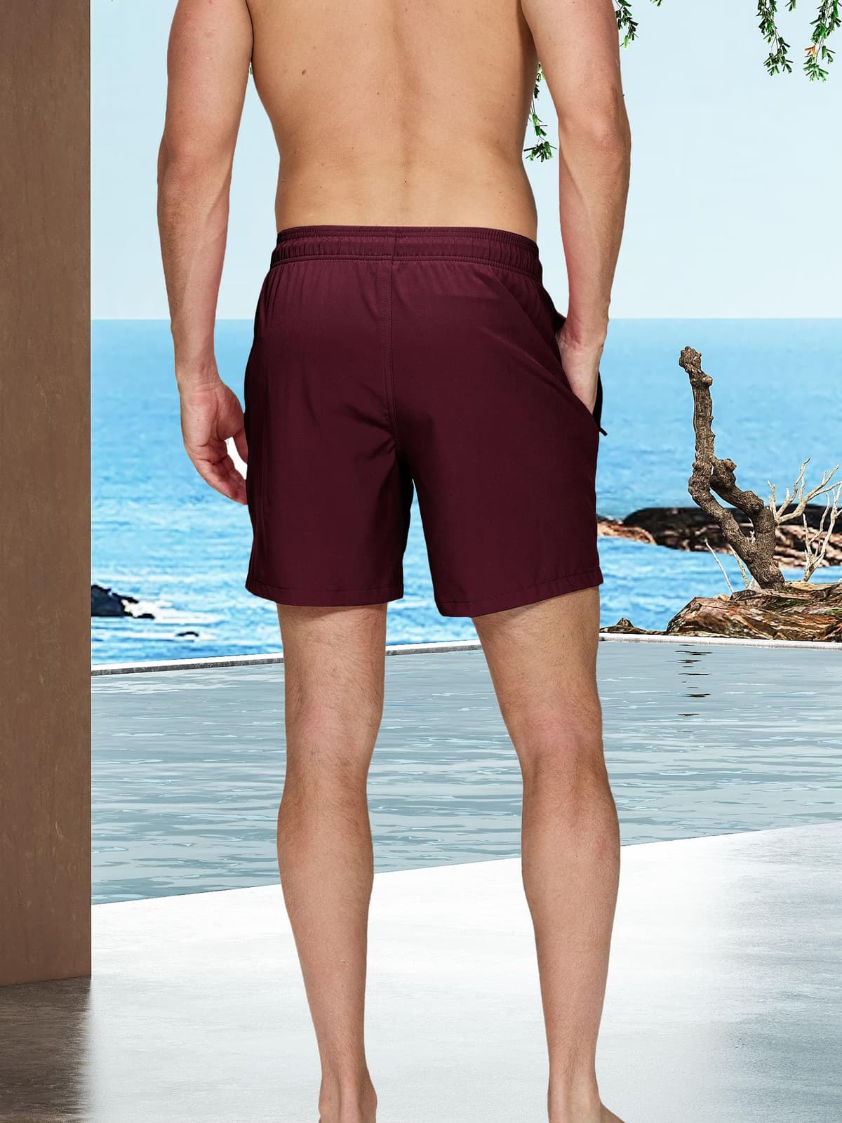 Bañador Hombre 2 en 1 Bañador de Secado Rápido con Forro de Malla y Cordón de Ajuste para Playa Bañador Casual Impermeable para Piscina Verano — view 3