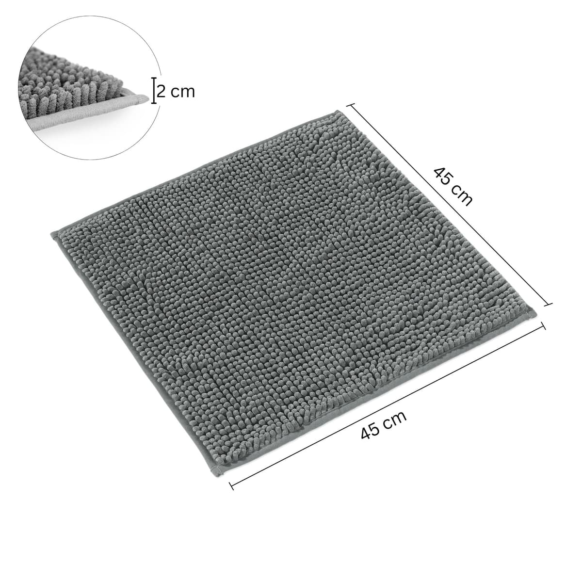 WohnDirect Alfombra Baño Gris 45x45cm • Alfombrilla baño Antideslizante y Lavable • Cómoda Y Súper Absorbente — view 3